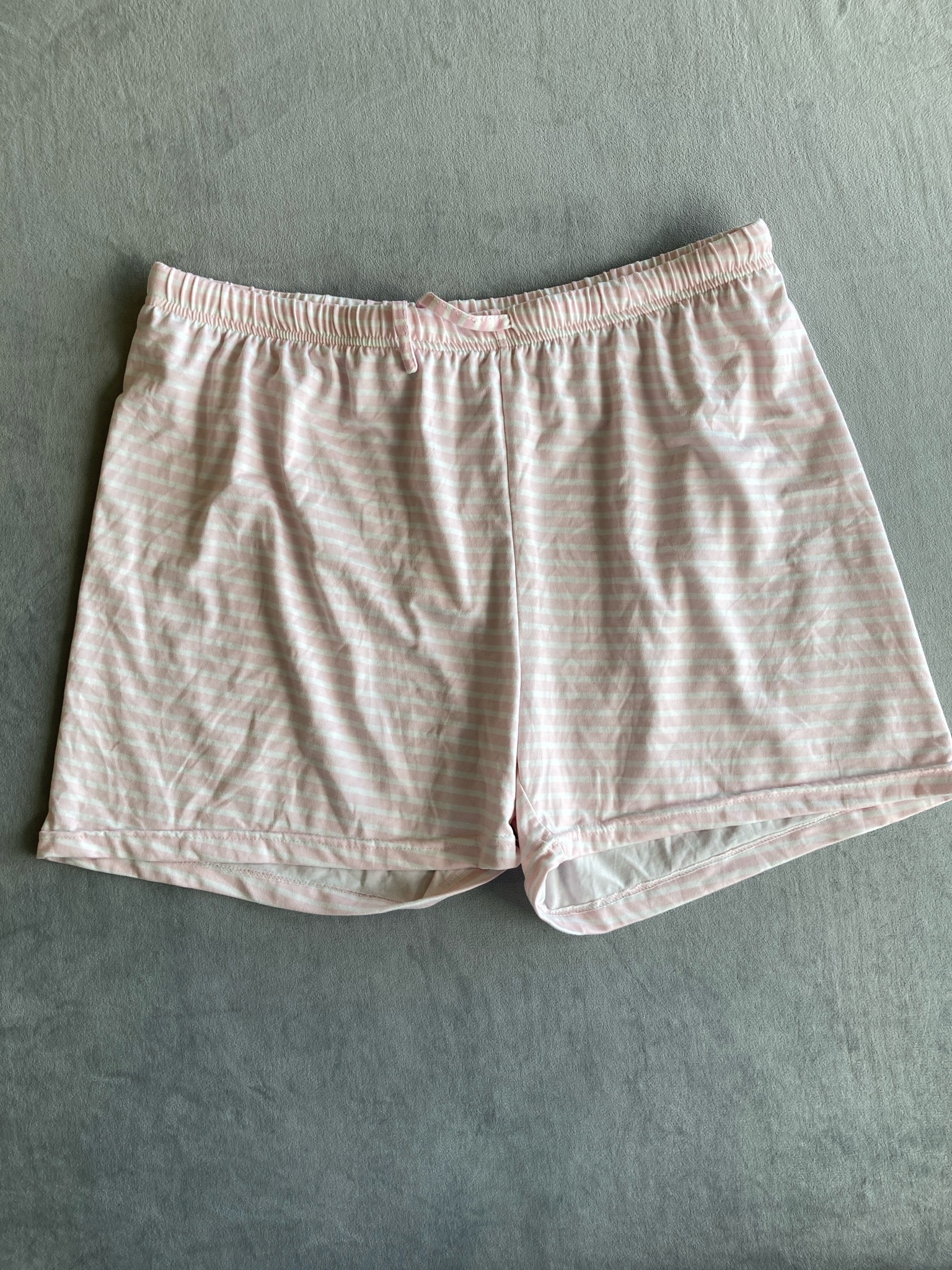 essentials Light Pink Striped Polyester-Spandex Pajama Shorts Size XL