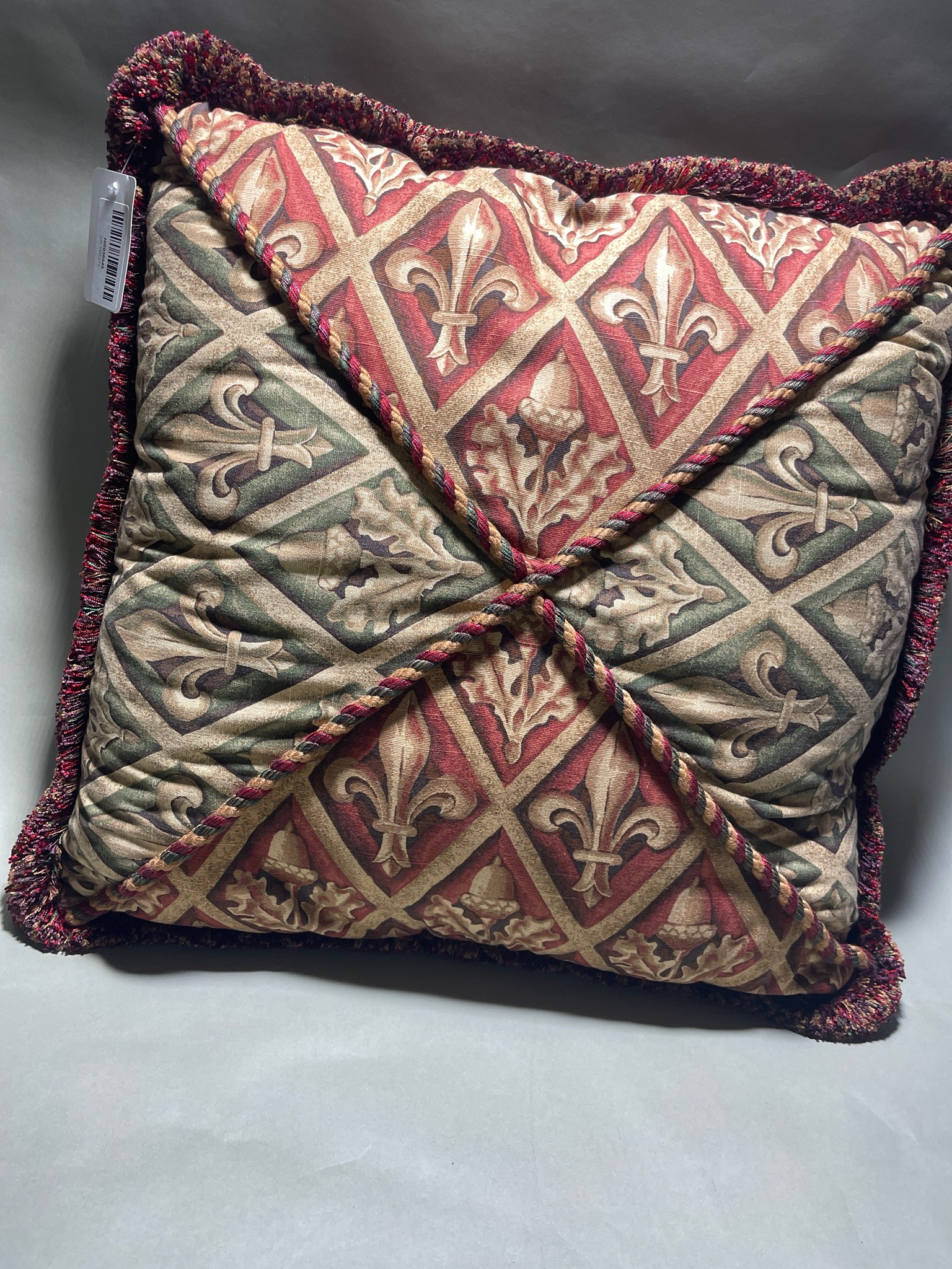 Red Beige Green Textured Decorative Pillow