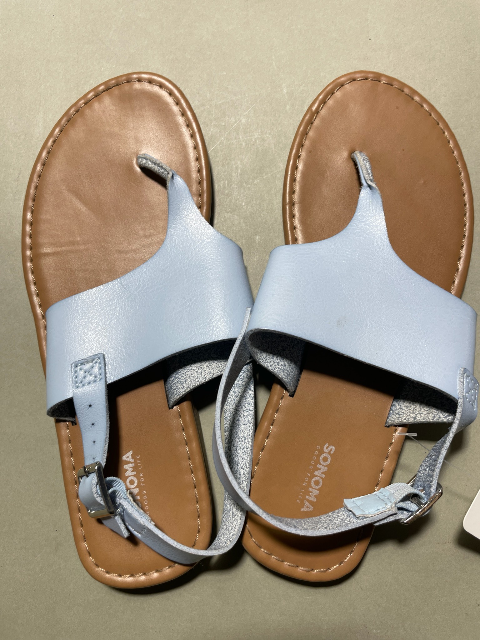 Sonoma Blue T-strap Flat Sandals Size 7