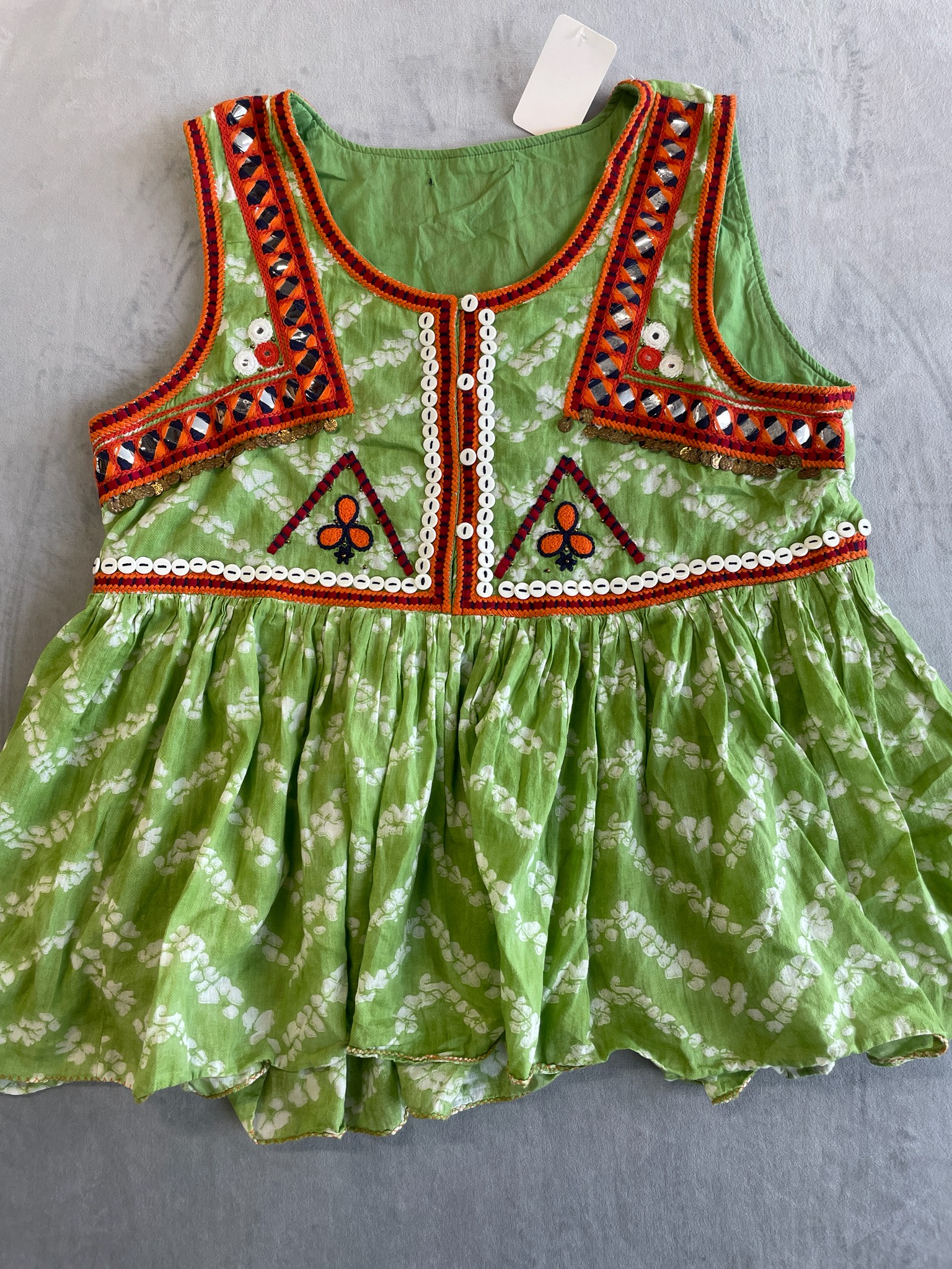 Green Cotton Sleeveless Dress