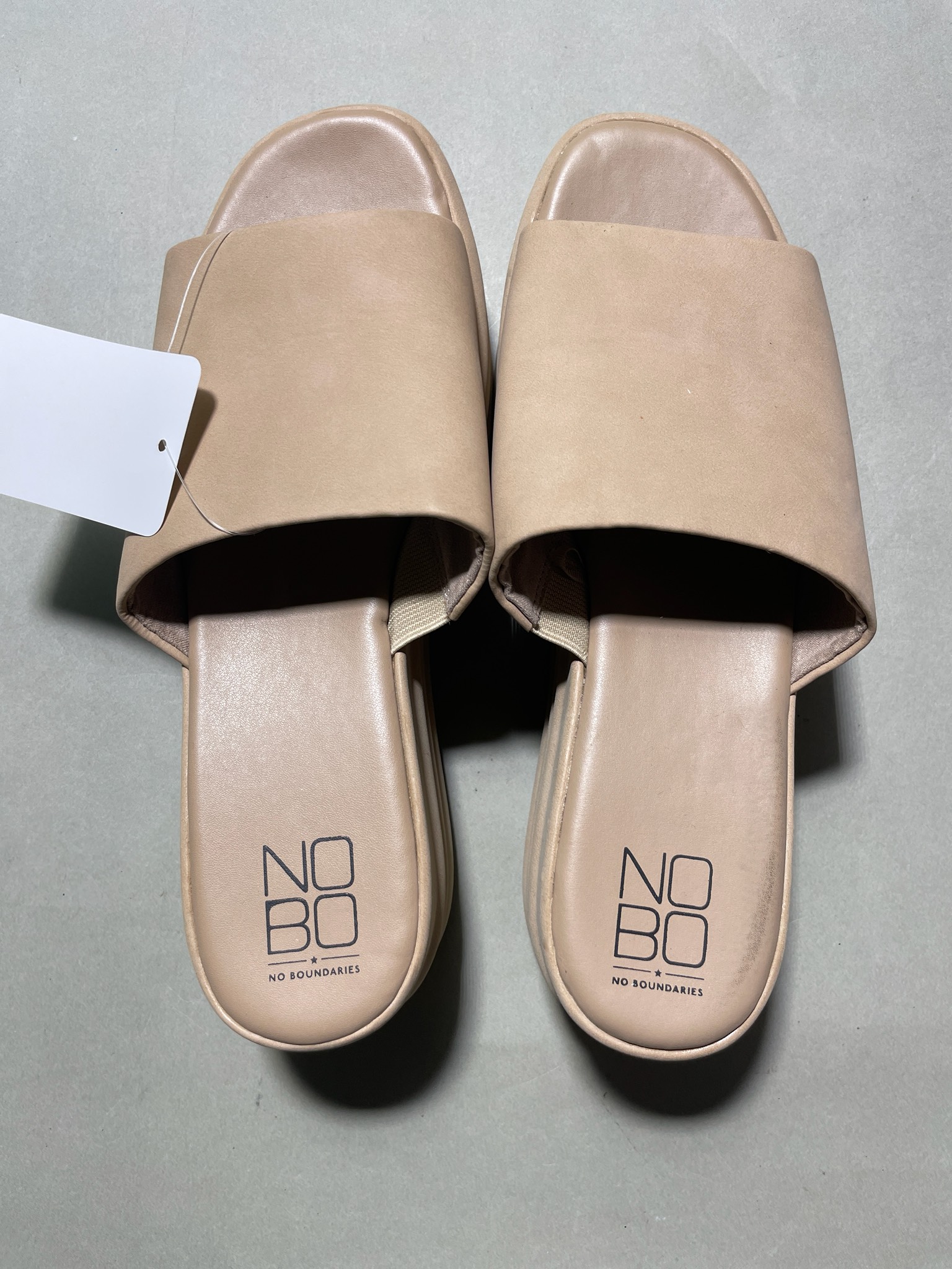 NOBO Beige Platform Slide Sandals Size 7