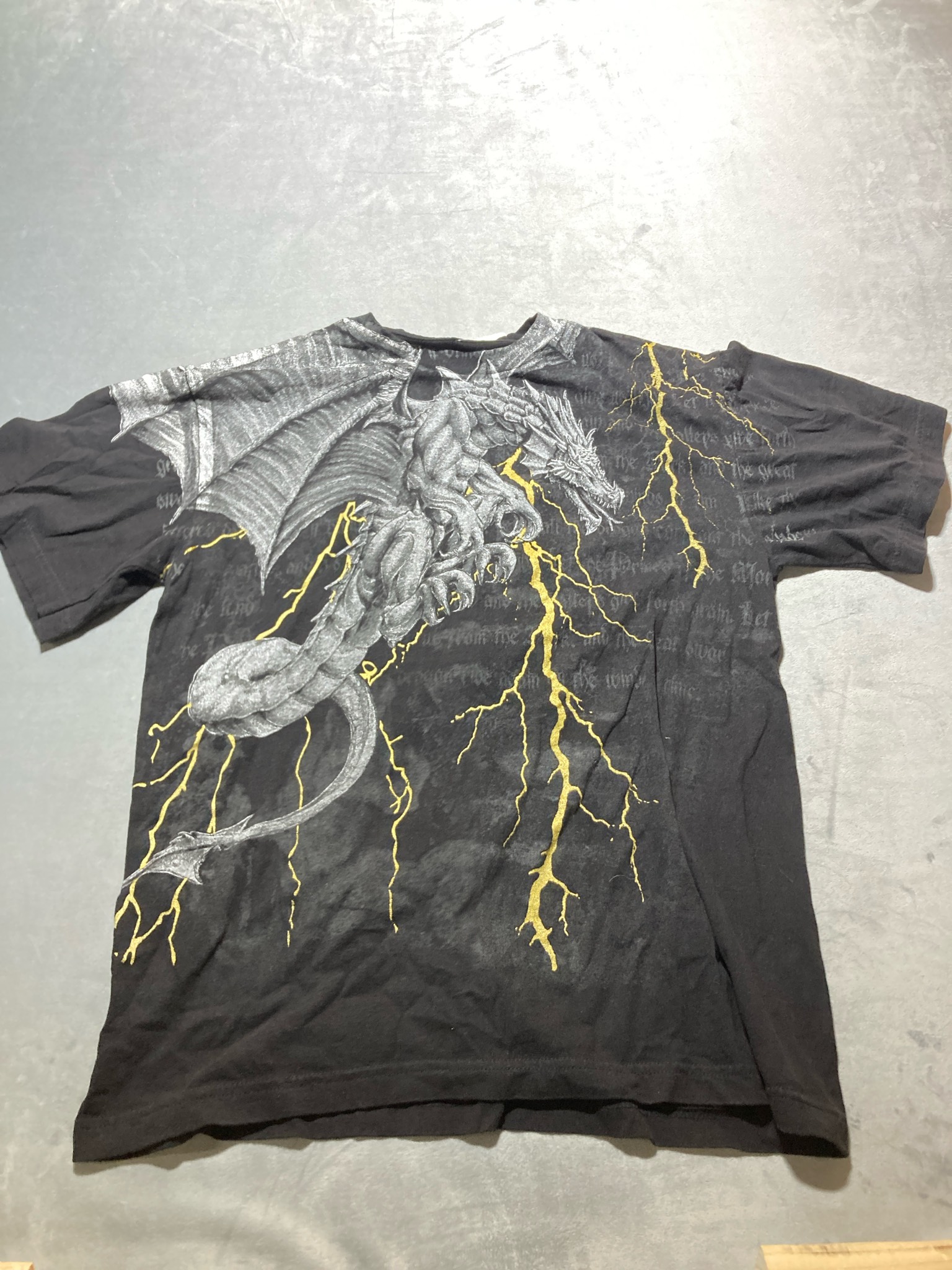 Black Dragon Graphic Cotton T-Shirt Size Large
