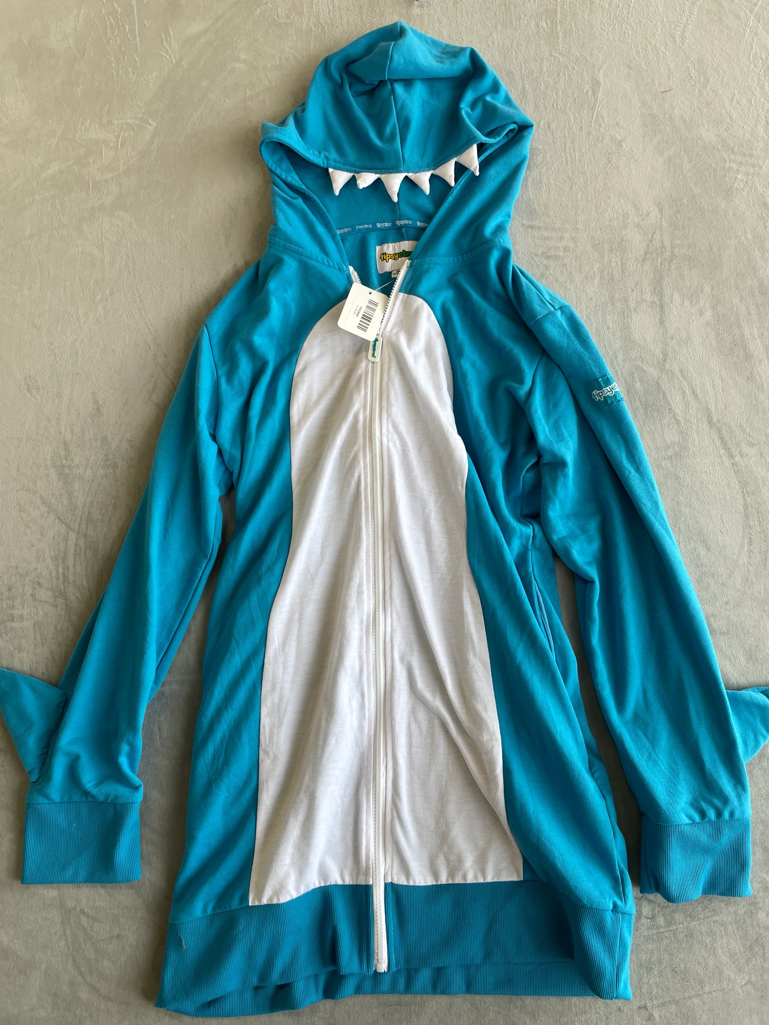 Tipsy Elves Turquoise Shark Design Hoodie Size XL