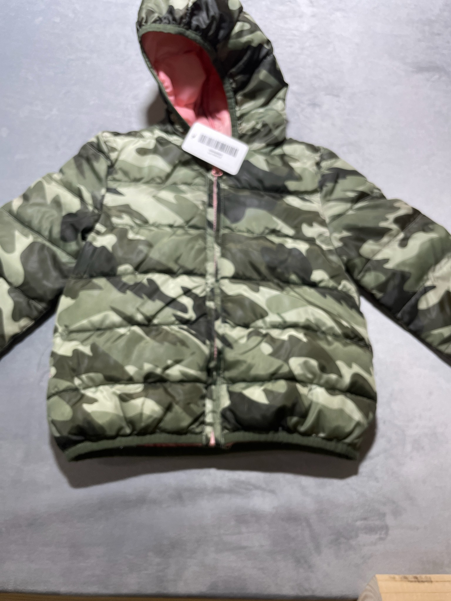 Epic Threads Green Black Camouflage Puffer Jacket Size 5