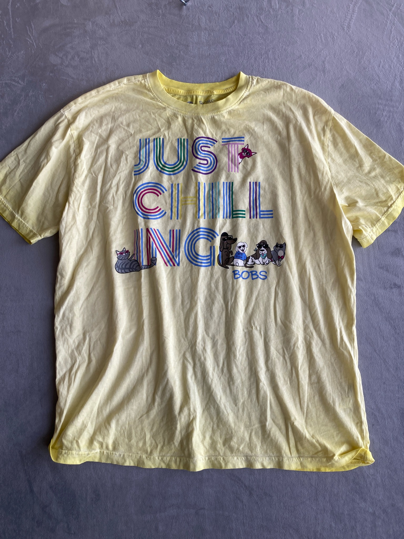 Bobs from Skechers Yellow Graphic T-Shirt Size L
