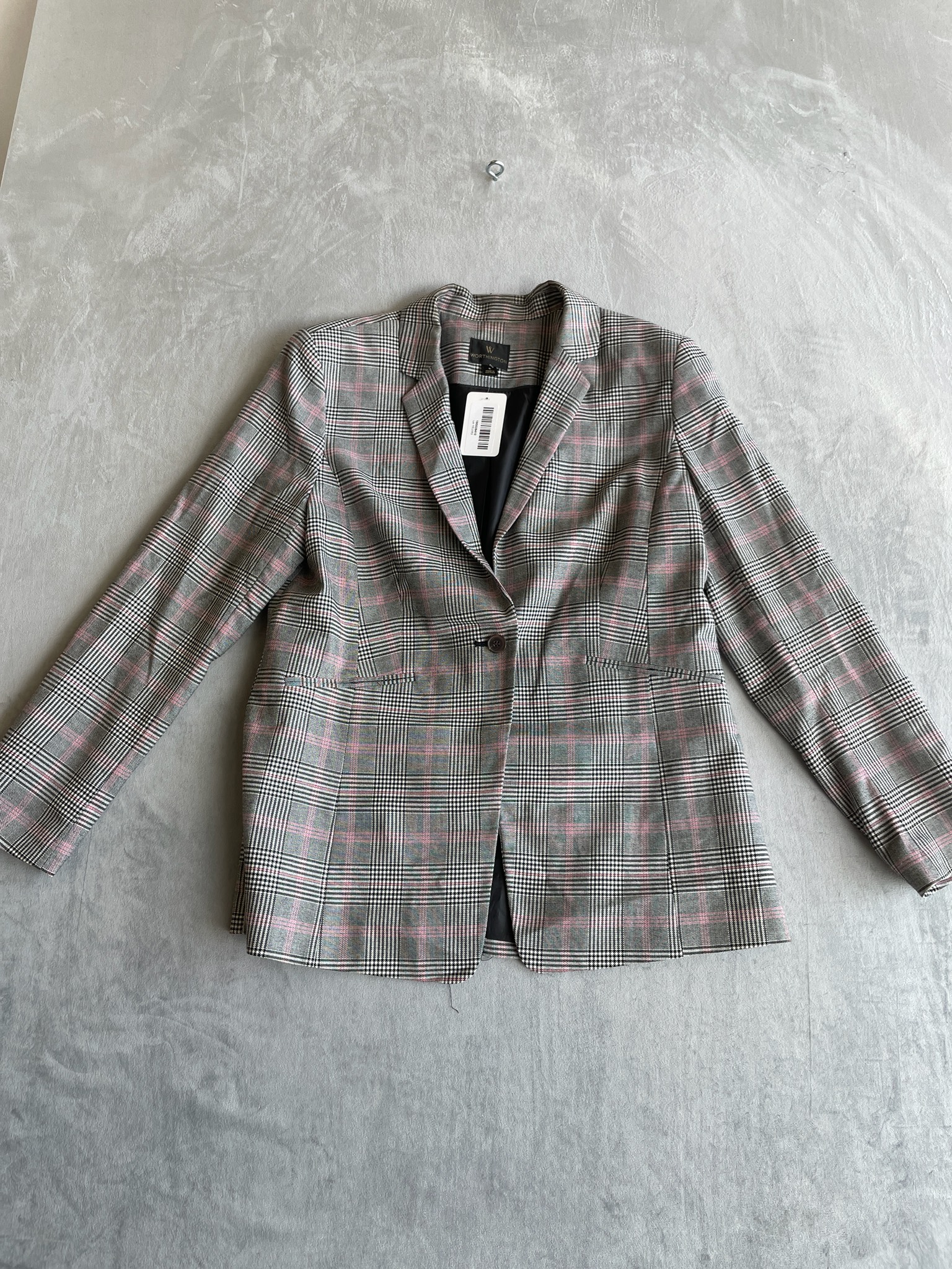 Worthington Grey Glen Plaid Woven Blazer Size L