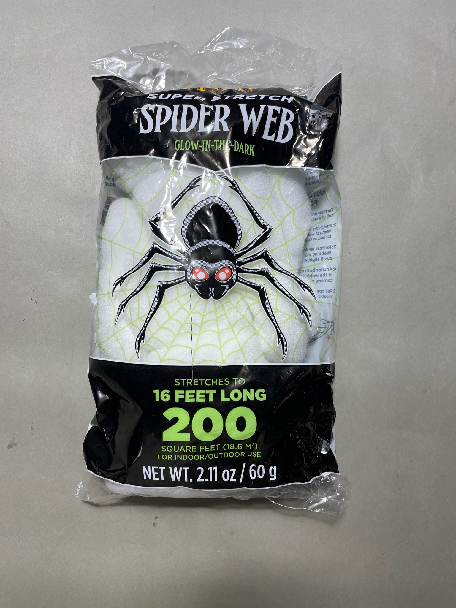 Spider Web Glow-in-the-Dark Spider Web Decoration Size 16 Feet Long