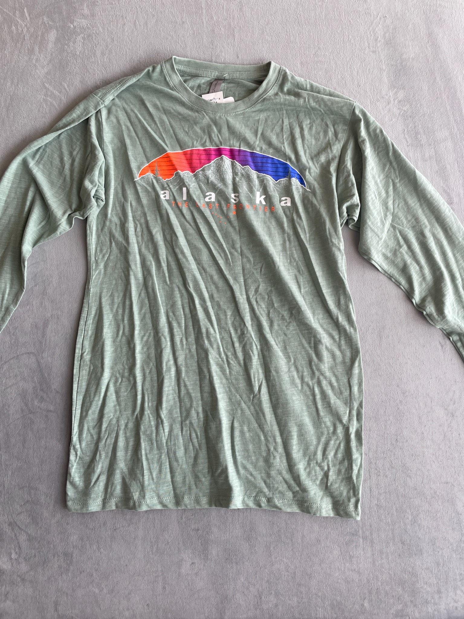 Delta Apparel Sage Green Long Sleeve T-Shirt Size M