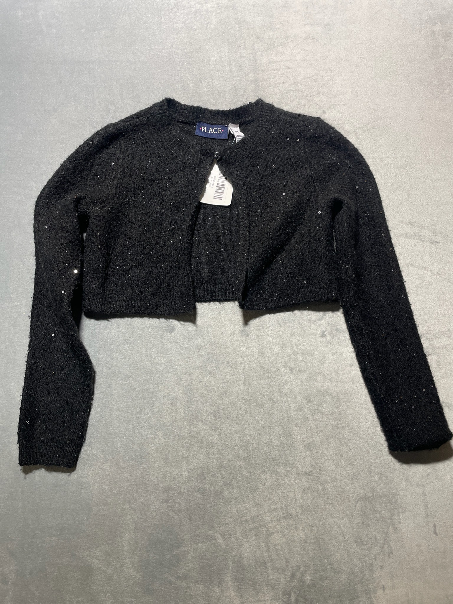 PLACE Black Cropped Cardigan Size 7/8