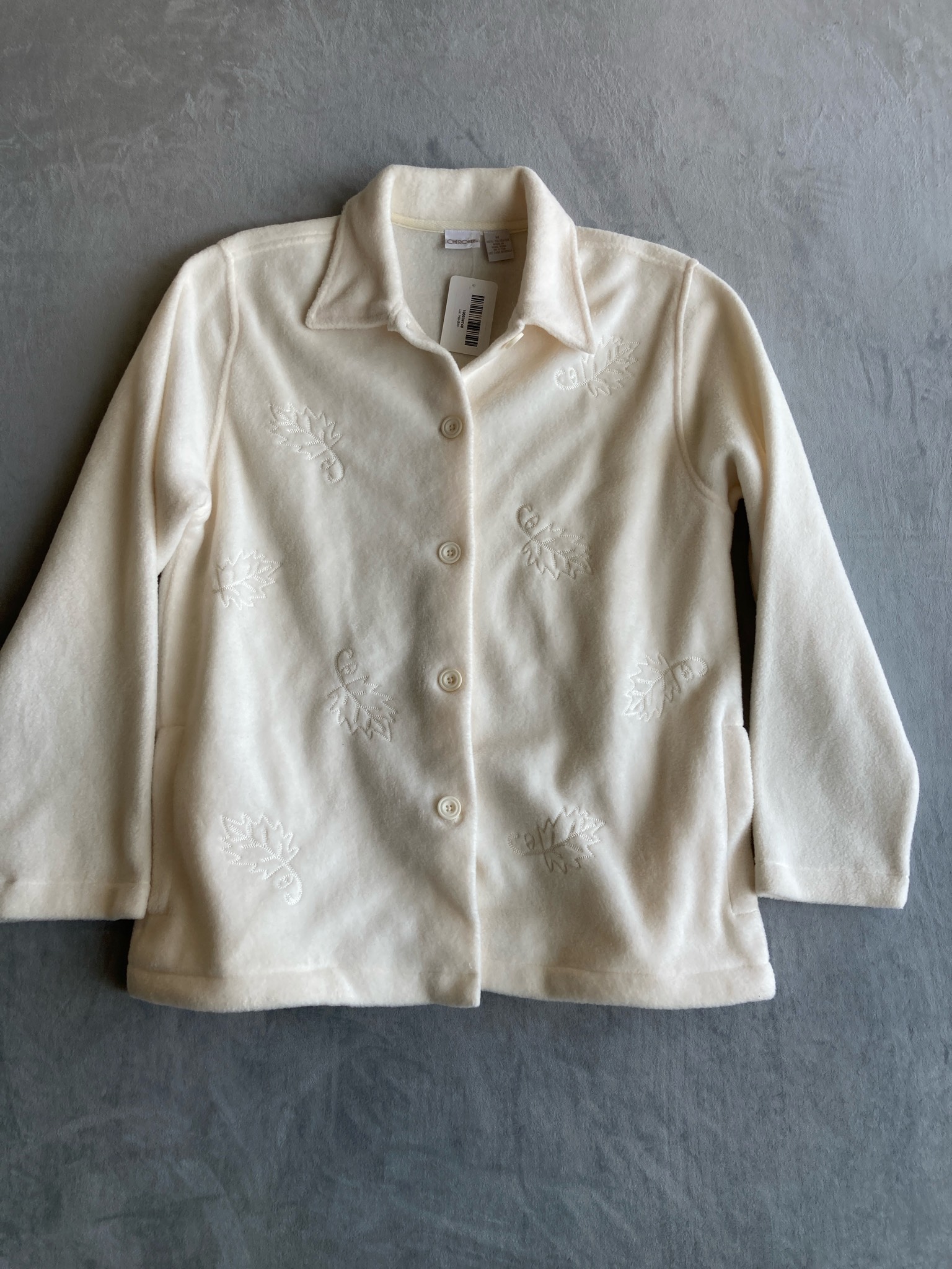 Cherokee Ivory Polyester Fleece Jacket Size M