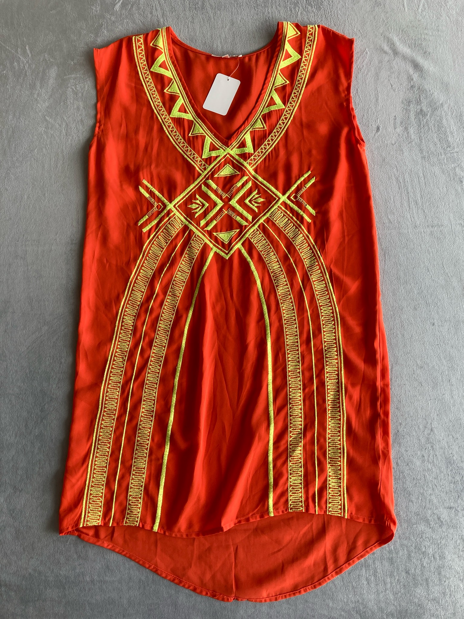 Jealous Tomato Bright Orange Sleeveless Tunic Top Size S