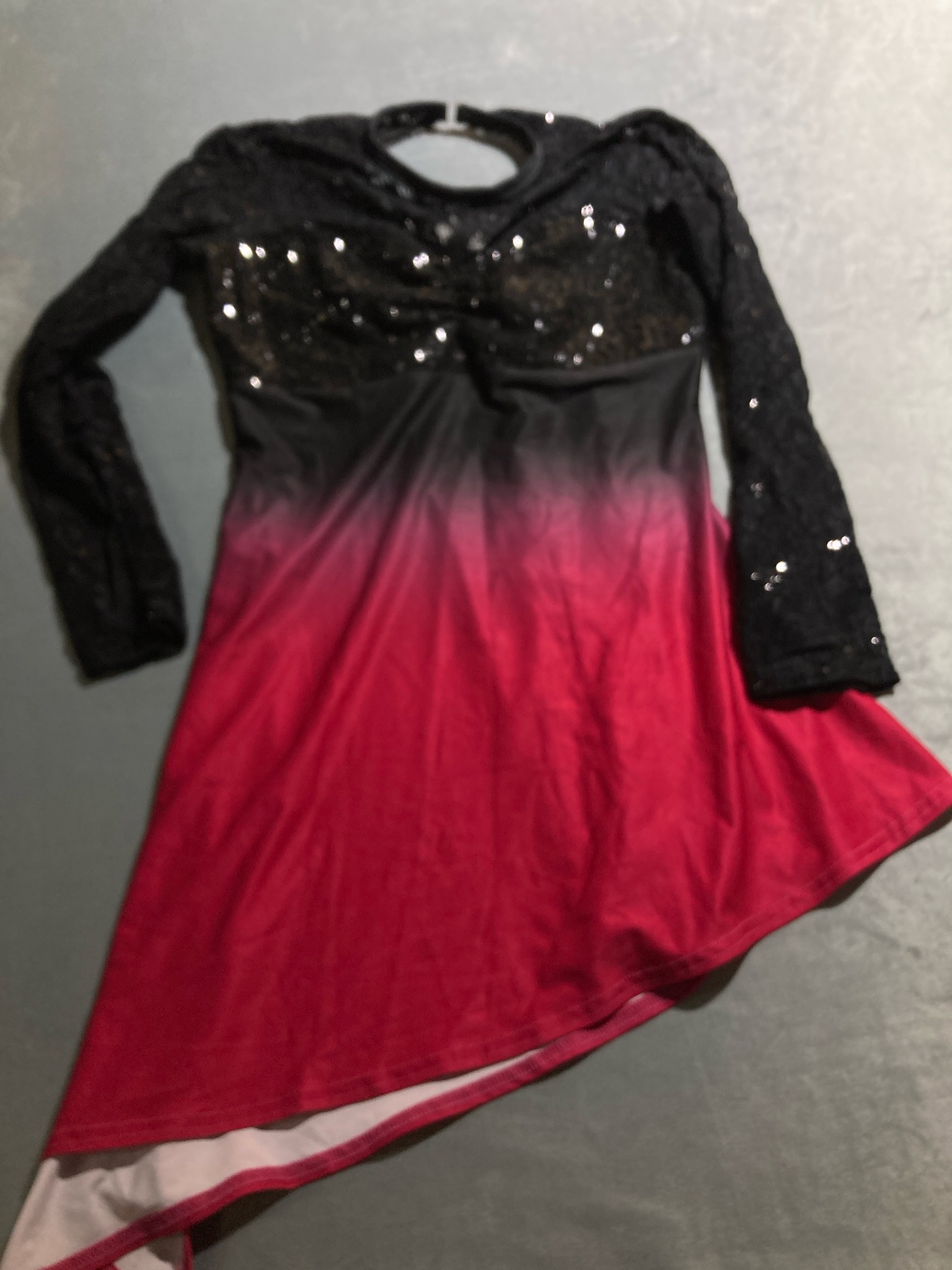 Black Pink Ombre Lace Sequin Dress