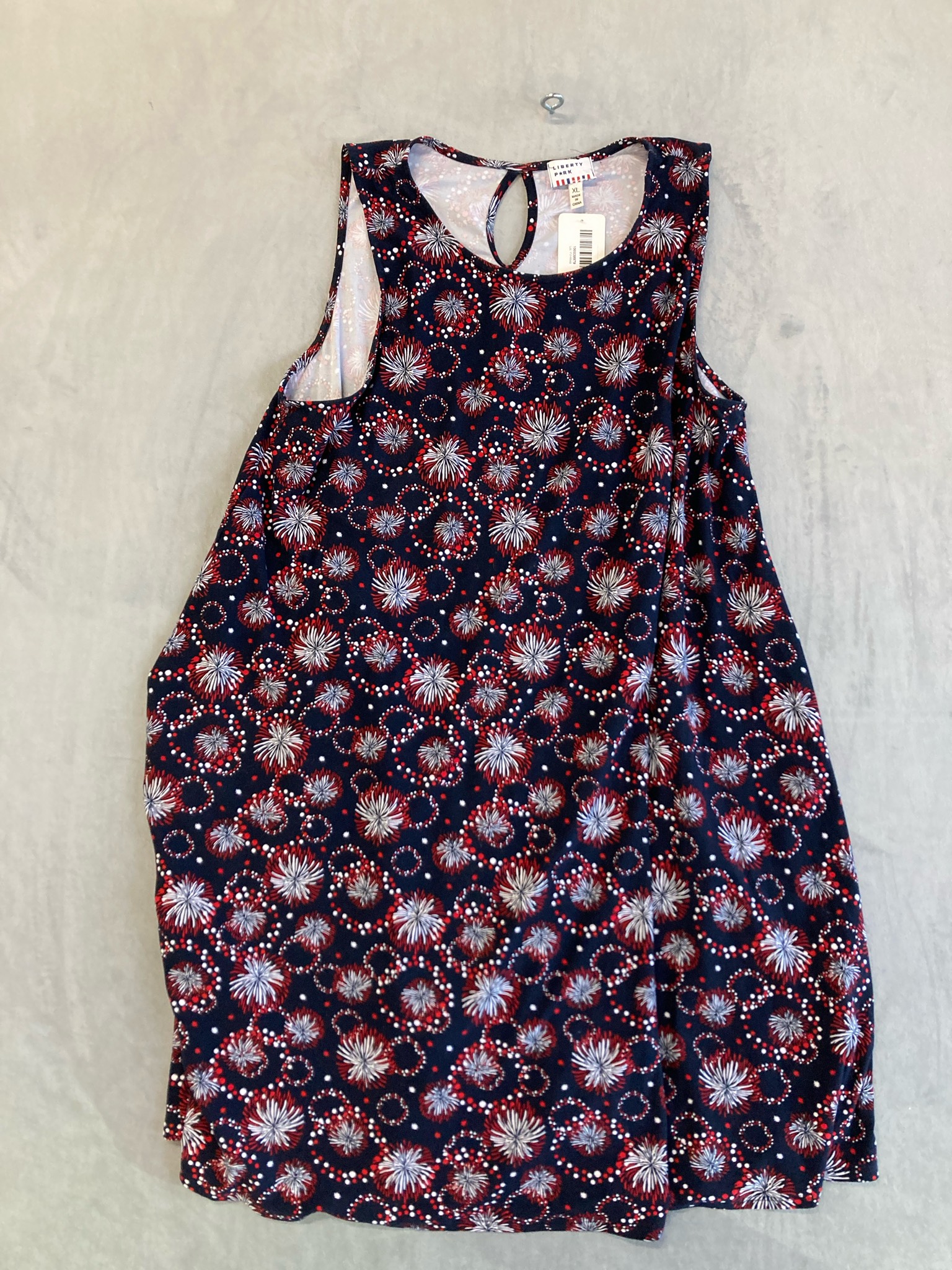 LIBERTY PARK Navy Floral Sleeveless Dress Size XL