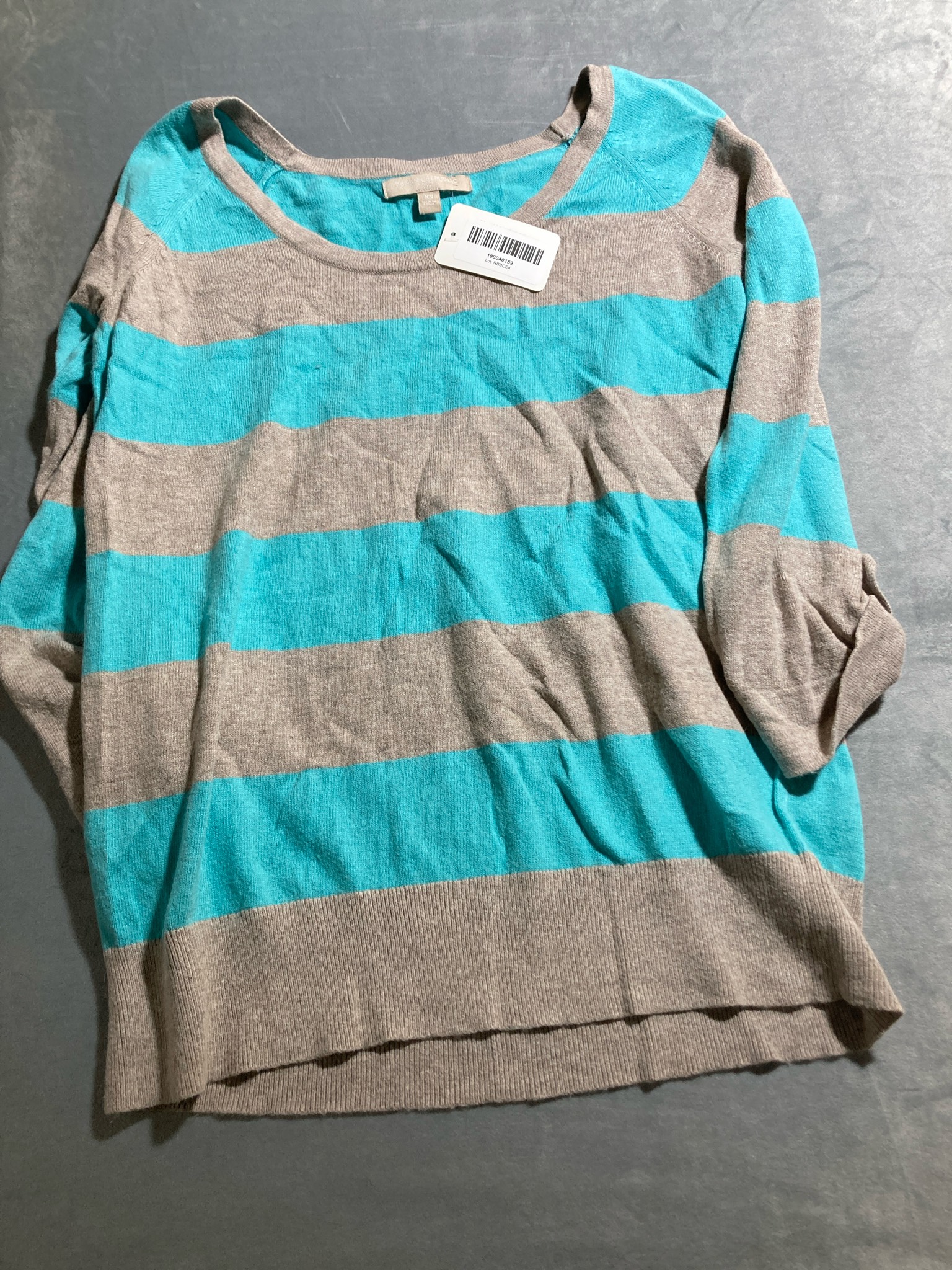 Banana Republic Aqua Beige Striped Knit Sweater Size XS