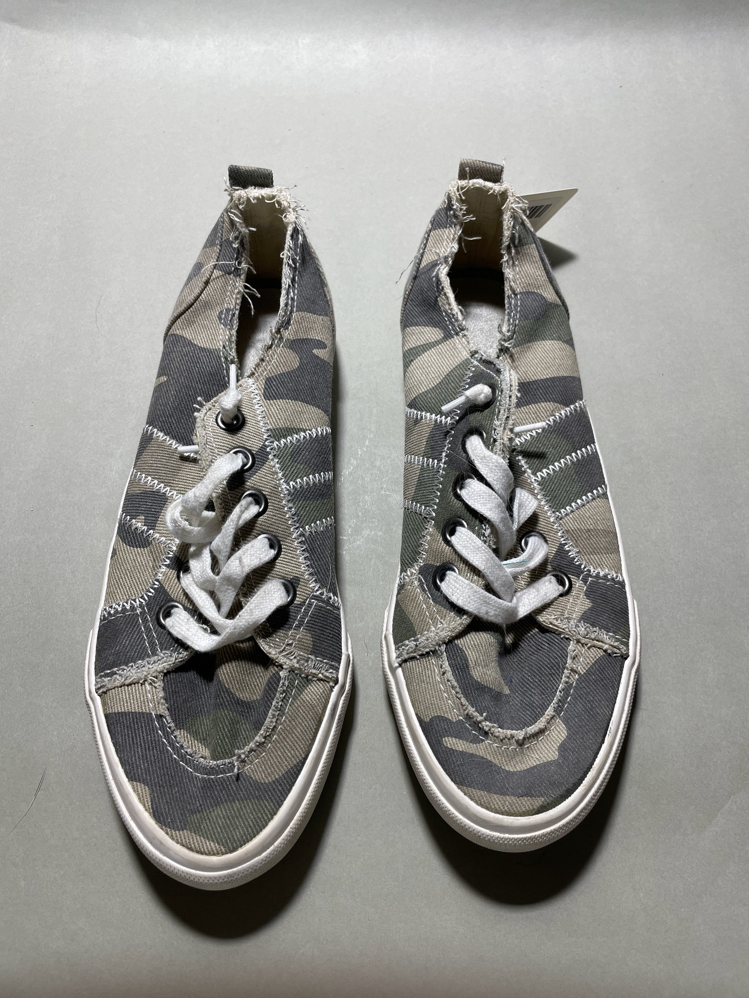 Green Gray Camouflage Slip-On Shoes