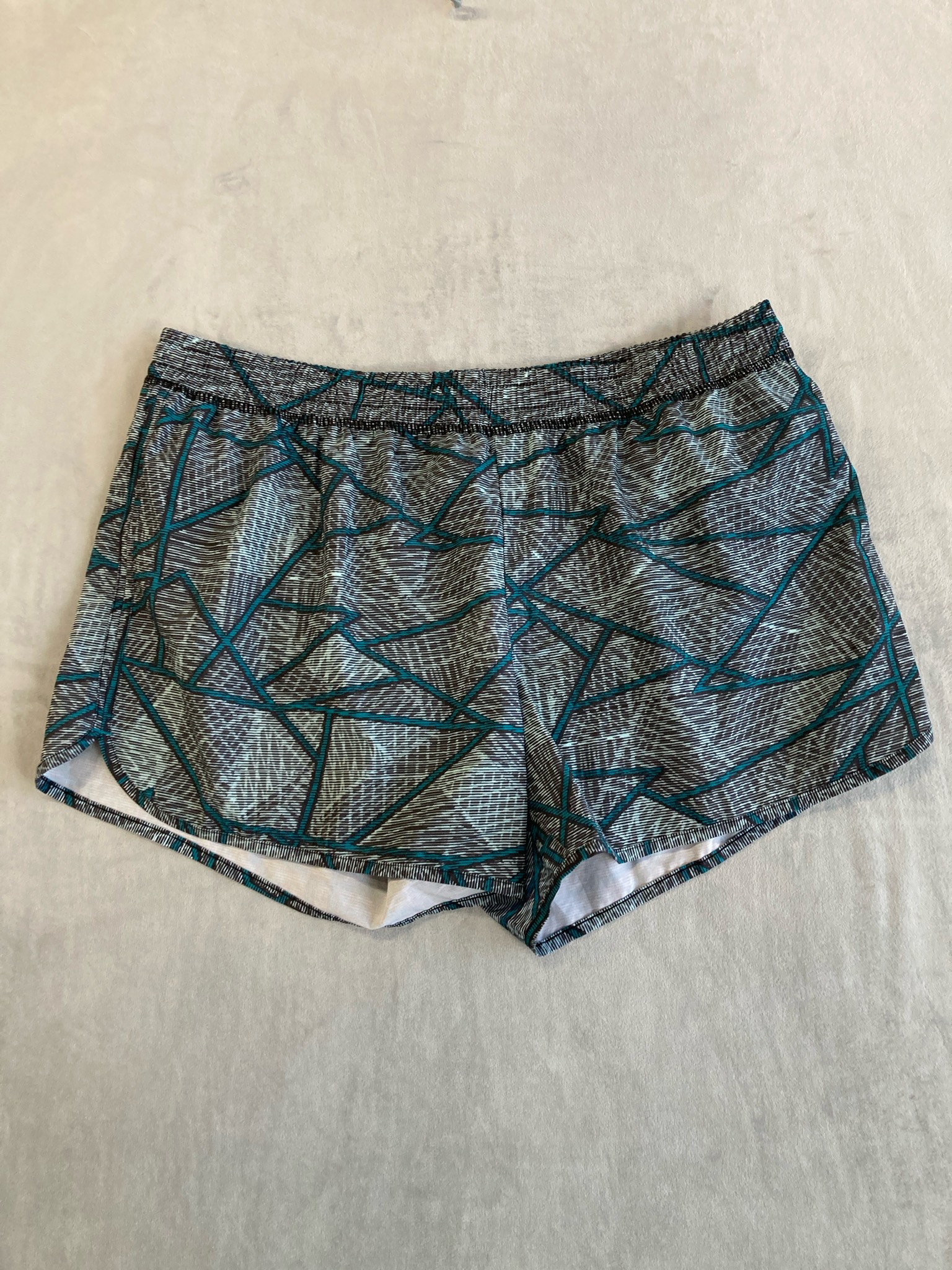 Champion Teal Grey Geometric Pattern Shorts