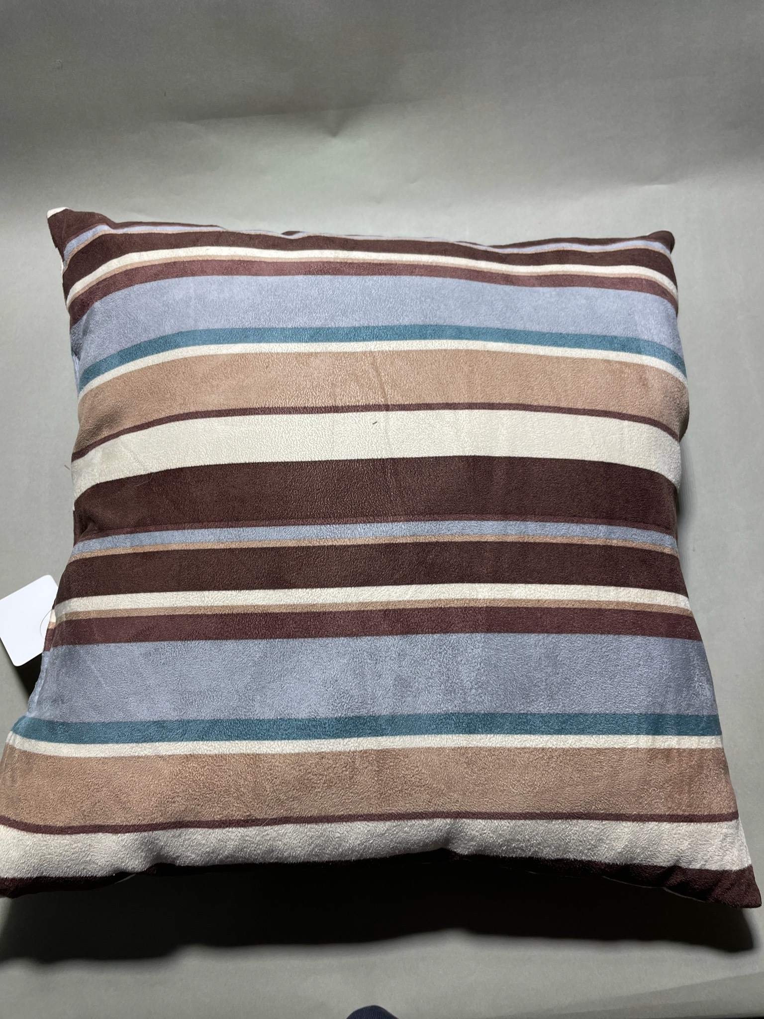 Brown Blue Beige Striped Decorative Pillow