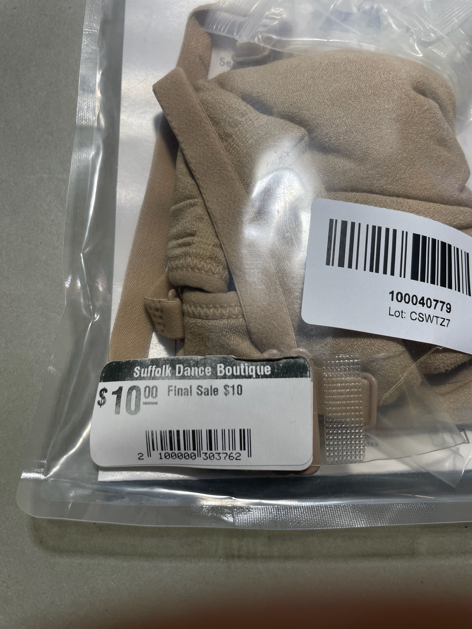 Suffolk Nude Dance Bra With Clear Back Size M/L