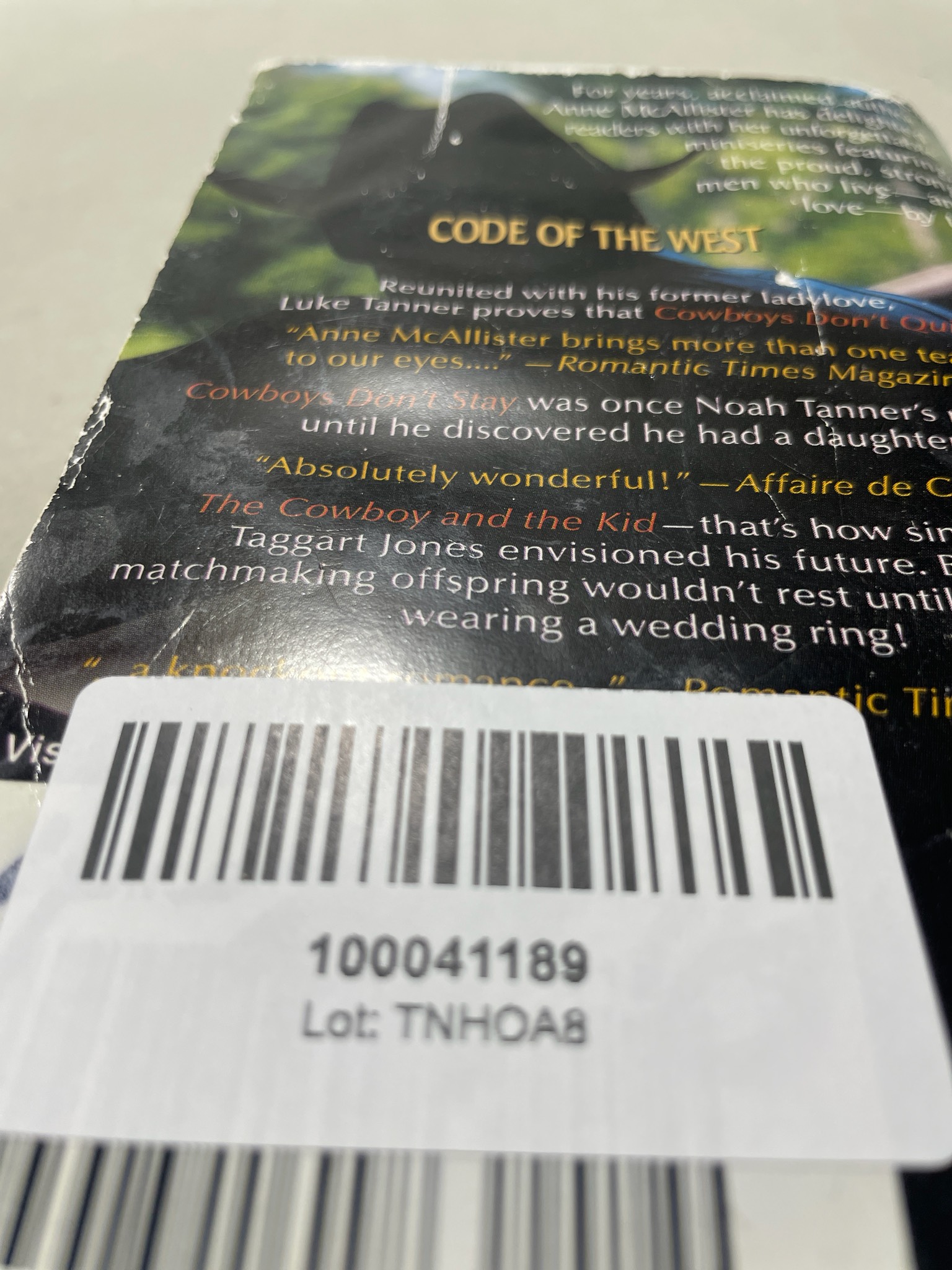 Silhouette Books Code of the West: The Cowboy's Code Paperback Book