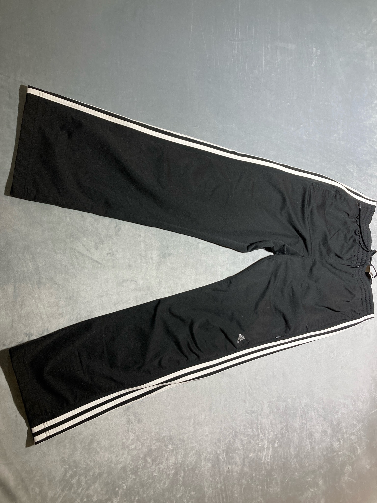 Adidas black and white striped polyester pants size large
