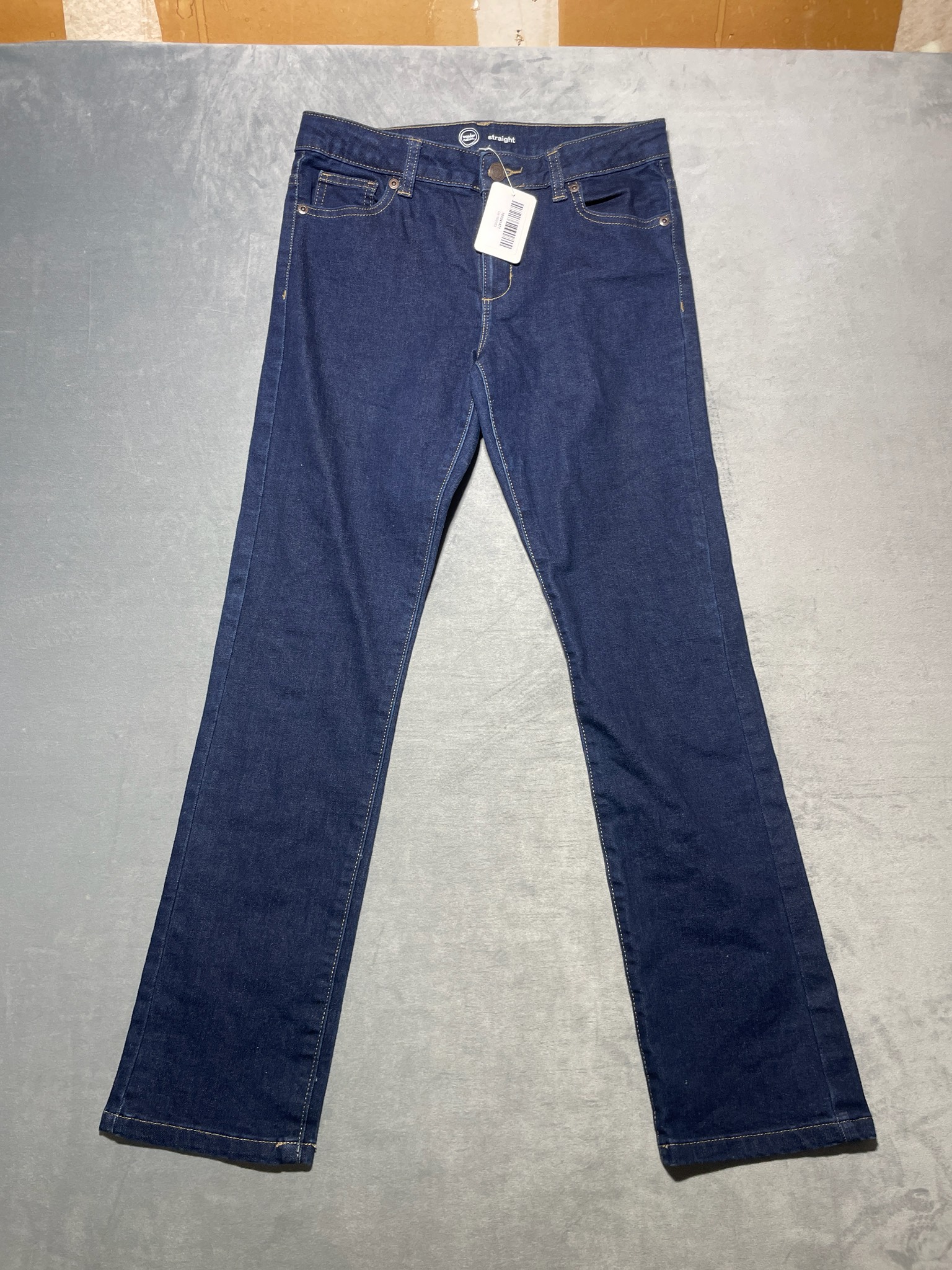 Wonder Nation dark blue cotton blend straight leg jeans size 14