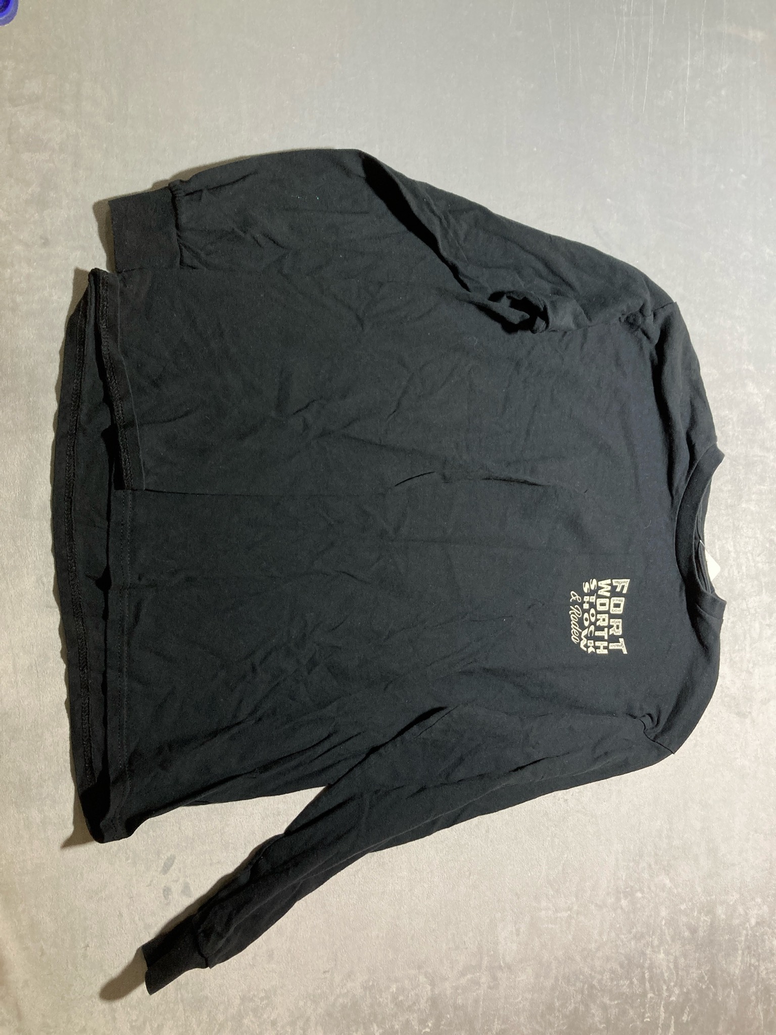 Black graphic Cotton Long Sleeve T-Shirt Size LARGE