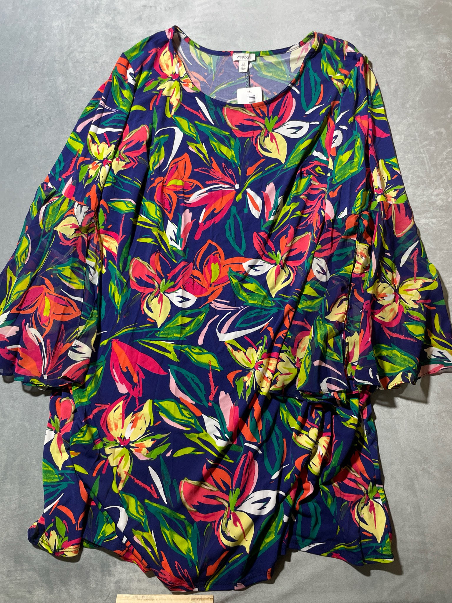 Westport Navy Floral Polyester Blend Dress Size 3X