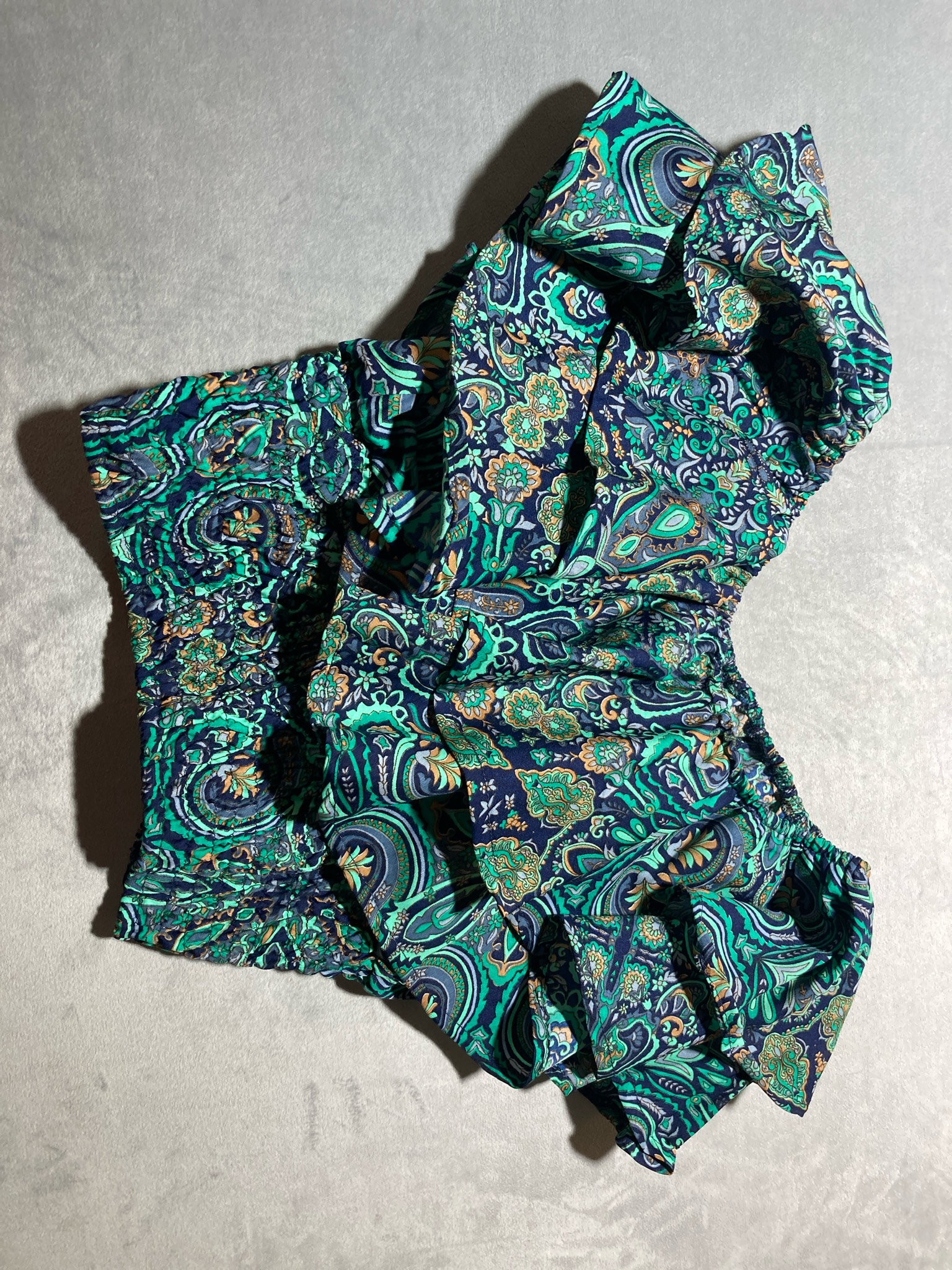 Sabai Sabai green and blue floral silk blend top one size