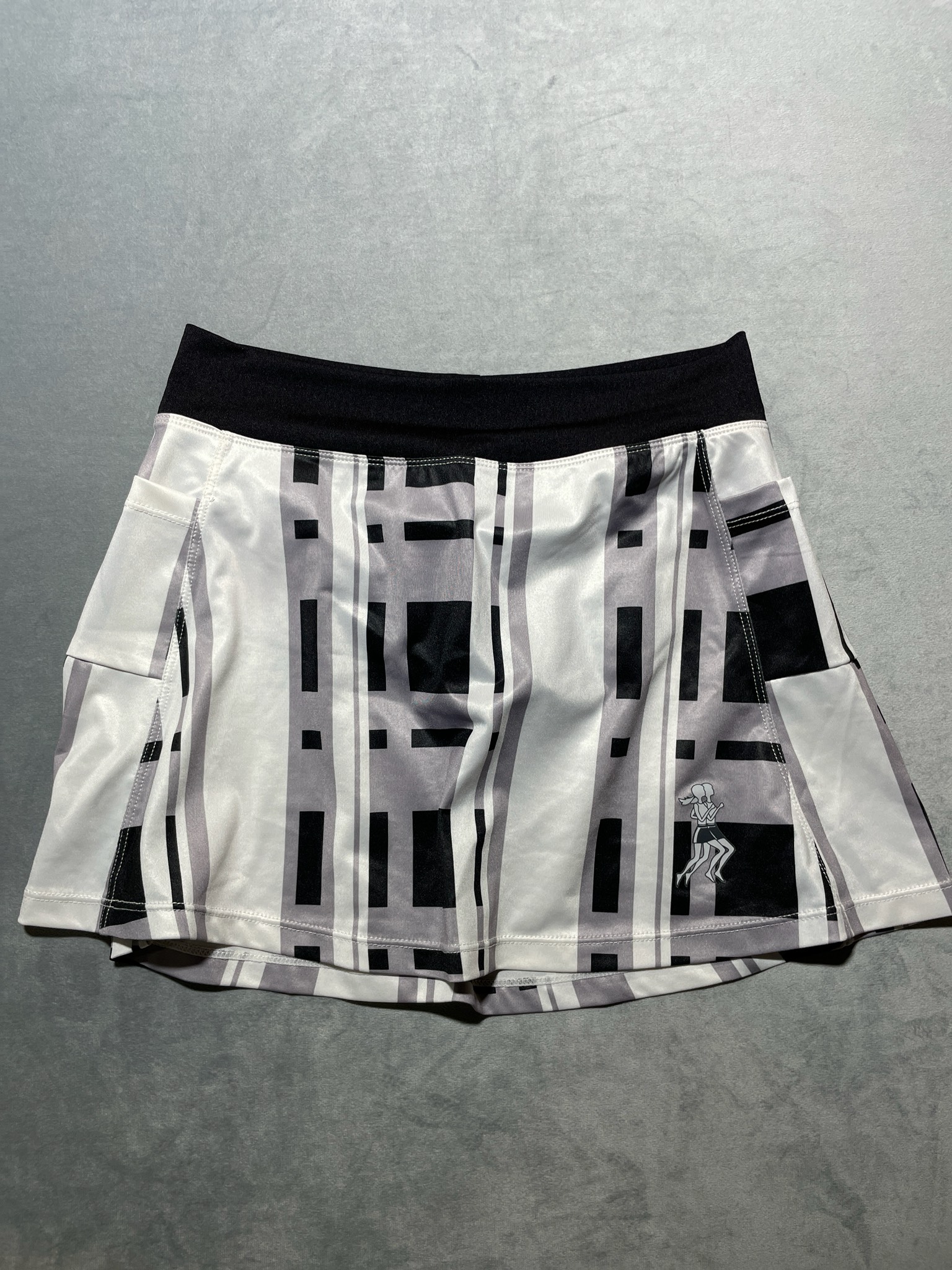 Black White Geometric Polyester Spandex Skort