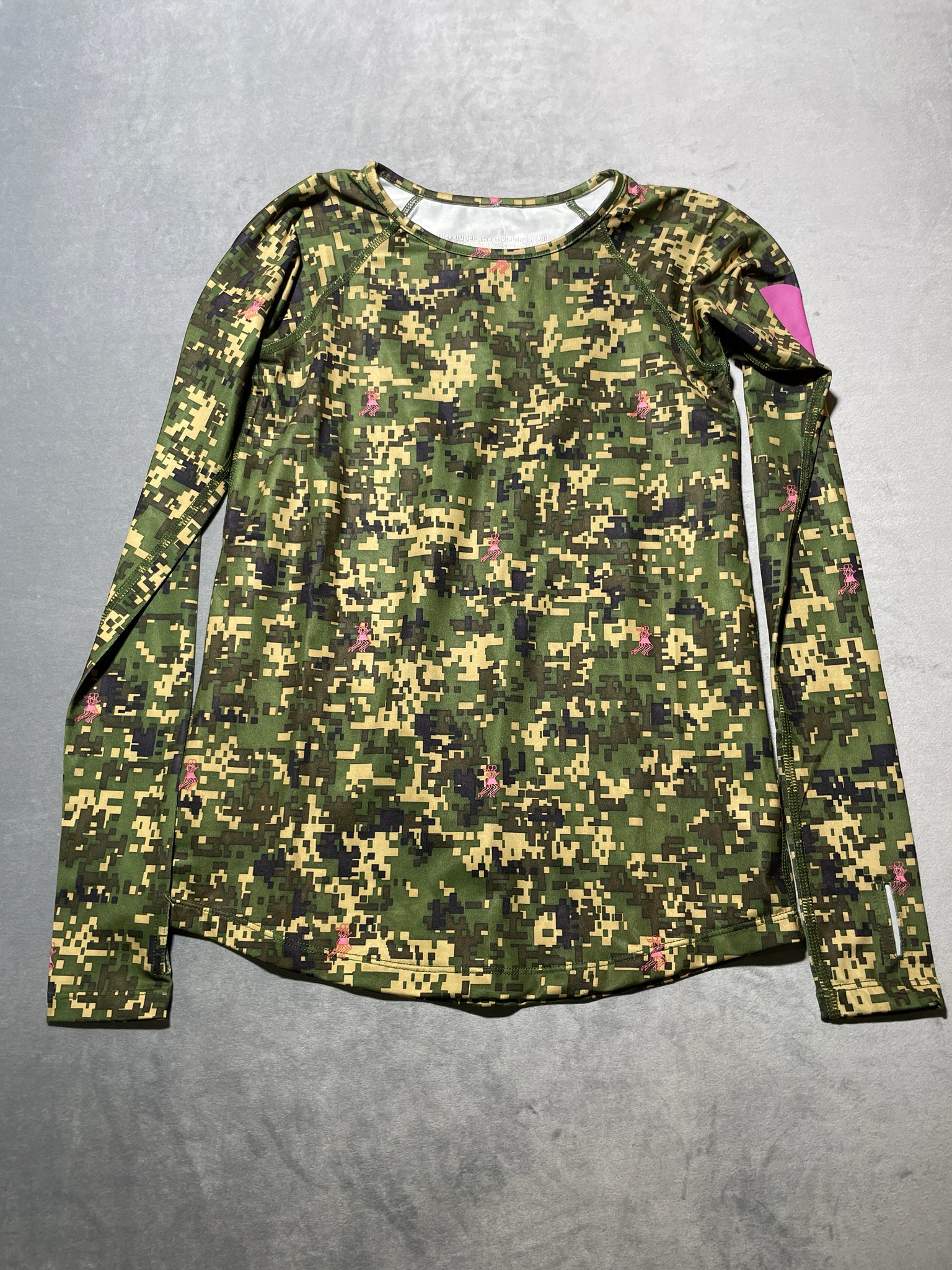 Olive Green Digital Camo Polyester-Spandex Long Sleeve Top