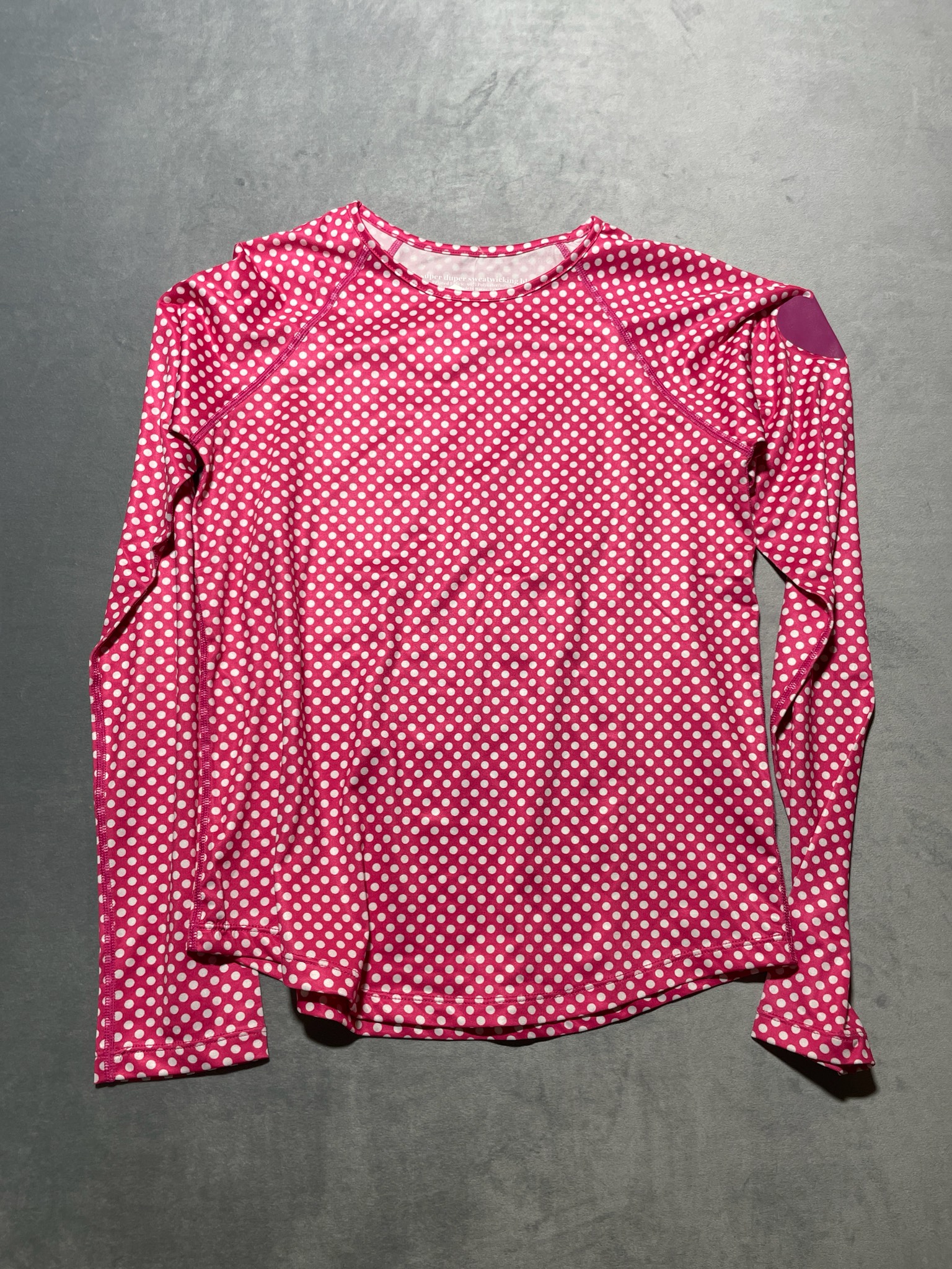 Pink Polka Dot Polyester-Spandex Long Sleeve Top