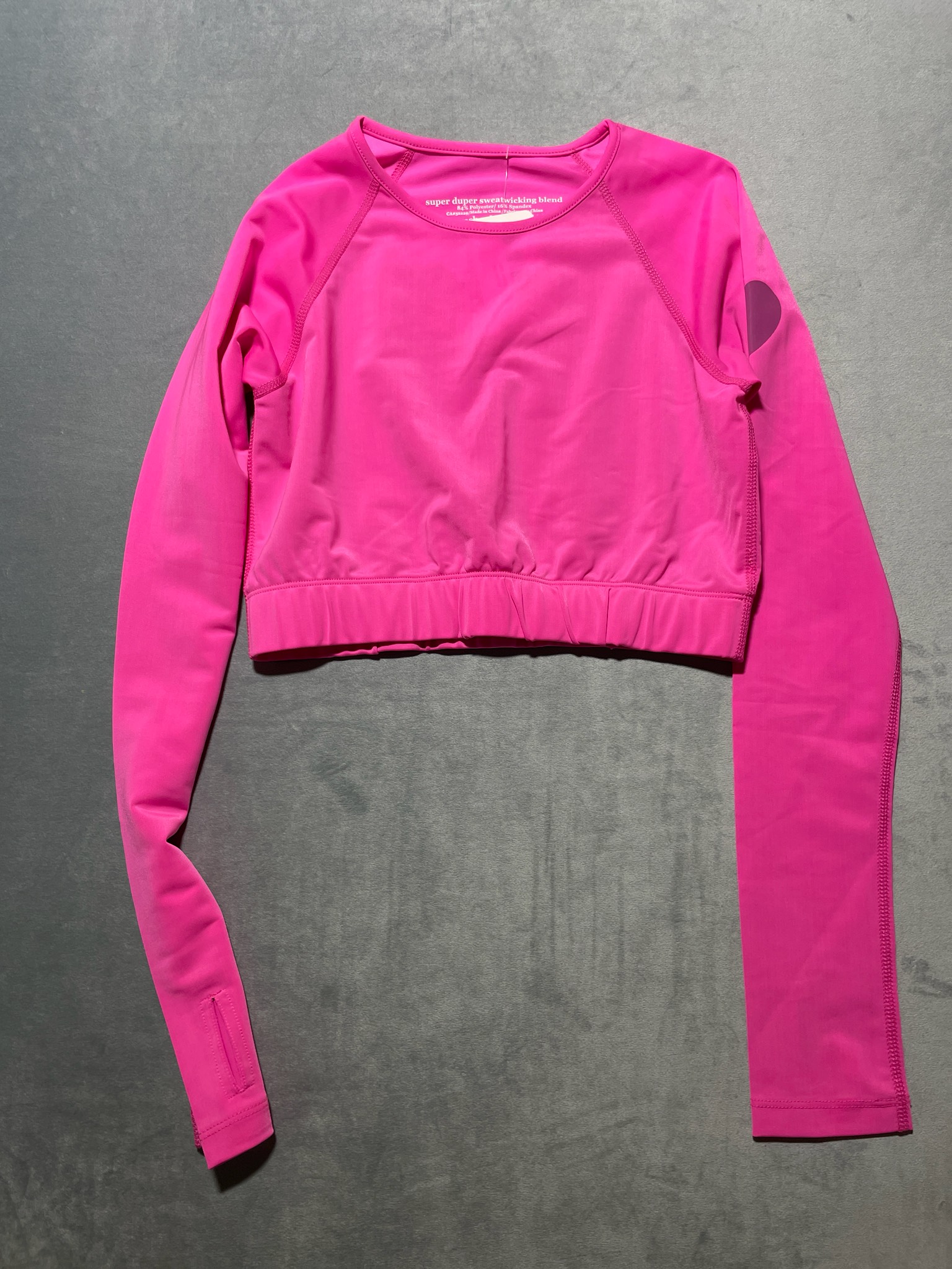 RunningSkirts Hot Pink Polyester-Spandex Cropped Long Sleeve Top