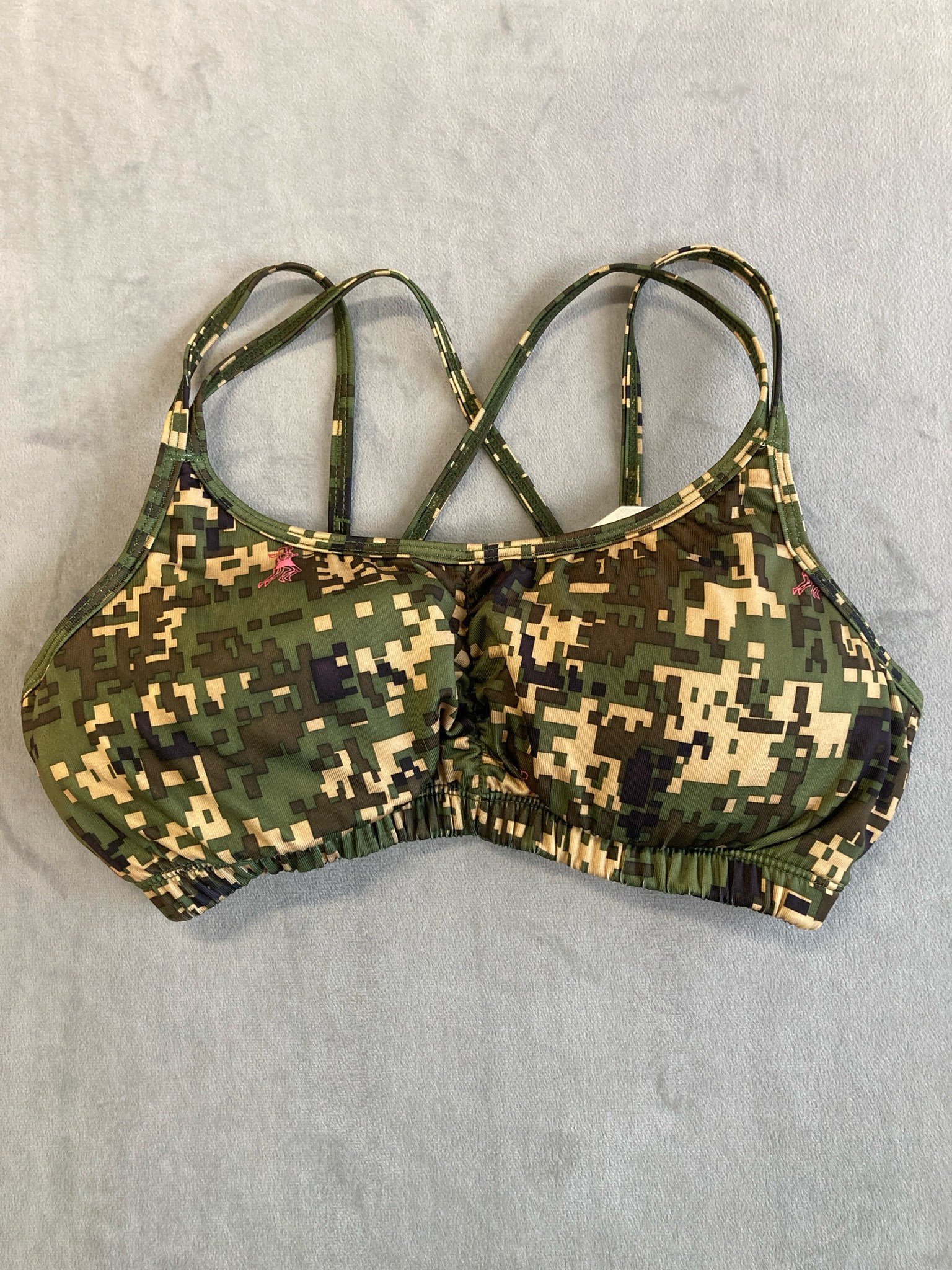 Running Skirt Green Beige Camouflage Athletic Bra