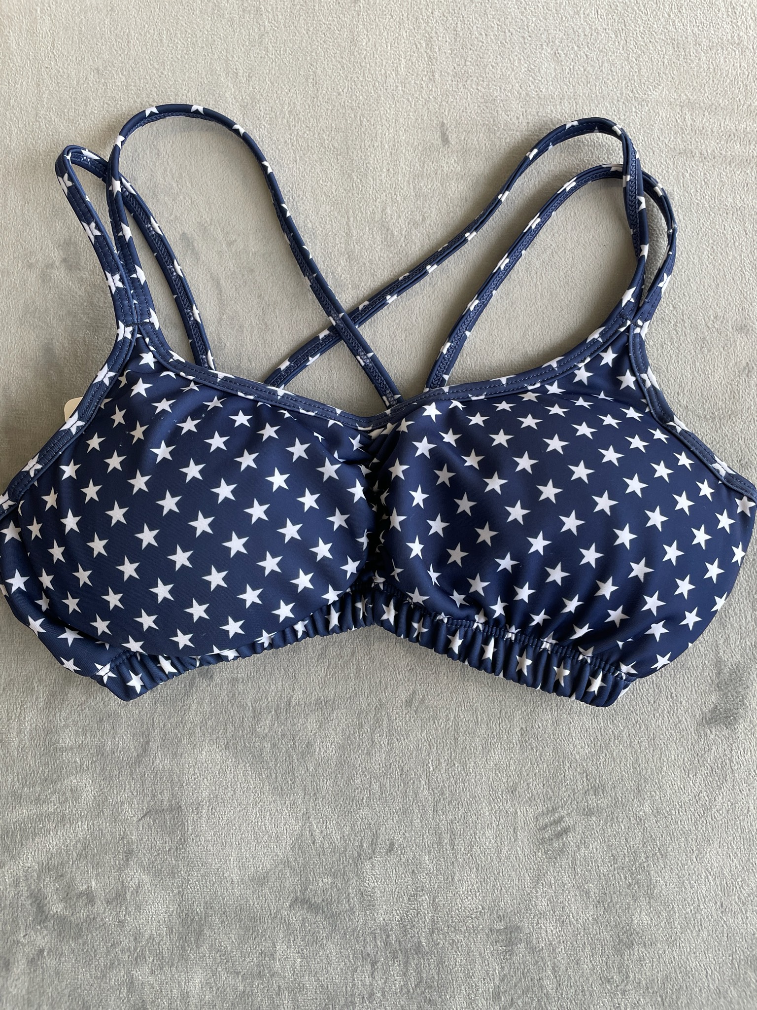 RunningSkirts Navy Star Print Polyester-Spandex Sports Bra