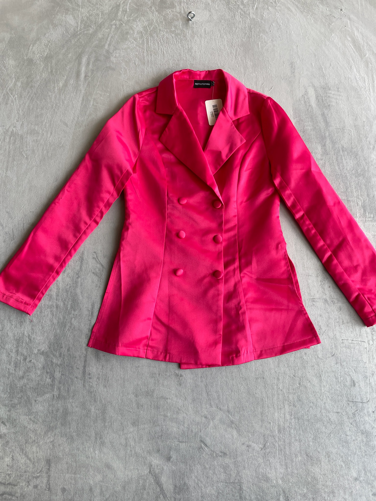 PrettyLittleThing Hot Pink Satin-Like Blazer Size EU 38