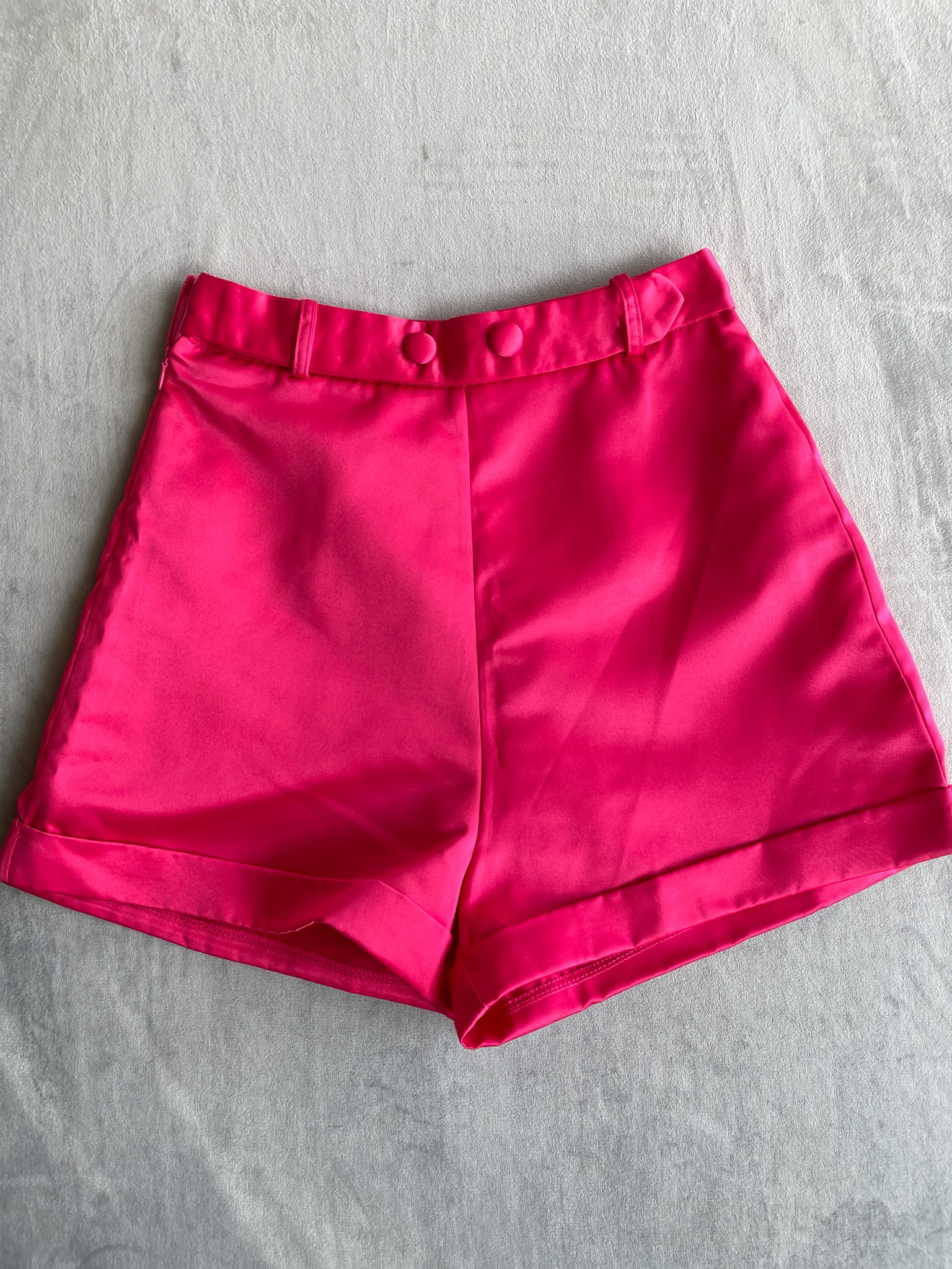 PrettyLittleThing Hot Pink Satin Shorts Size UK S