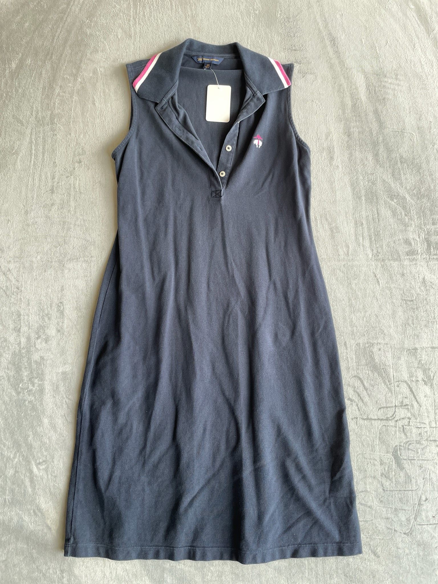 Brooks Brothers Navy Piqué Sleeveless Polo Dress Size XS
