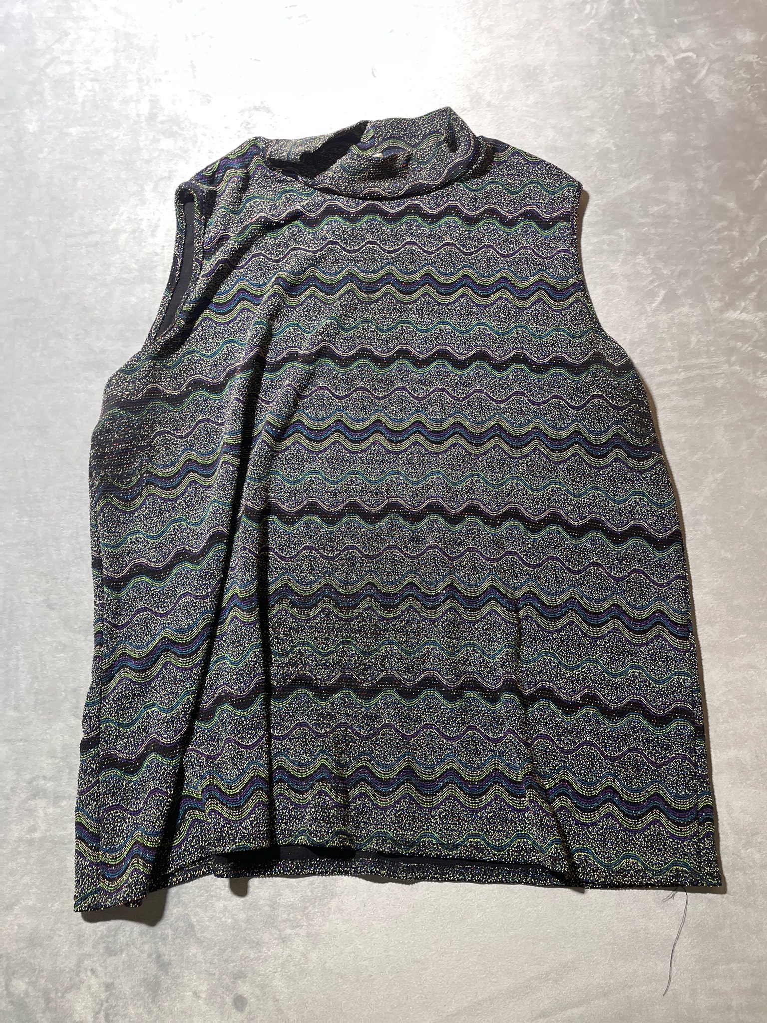 Studio C Black Multicolor Metallic Knit Sleeveless Top