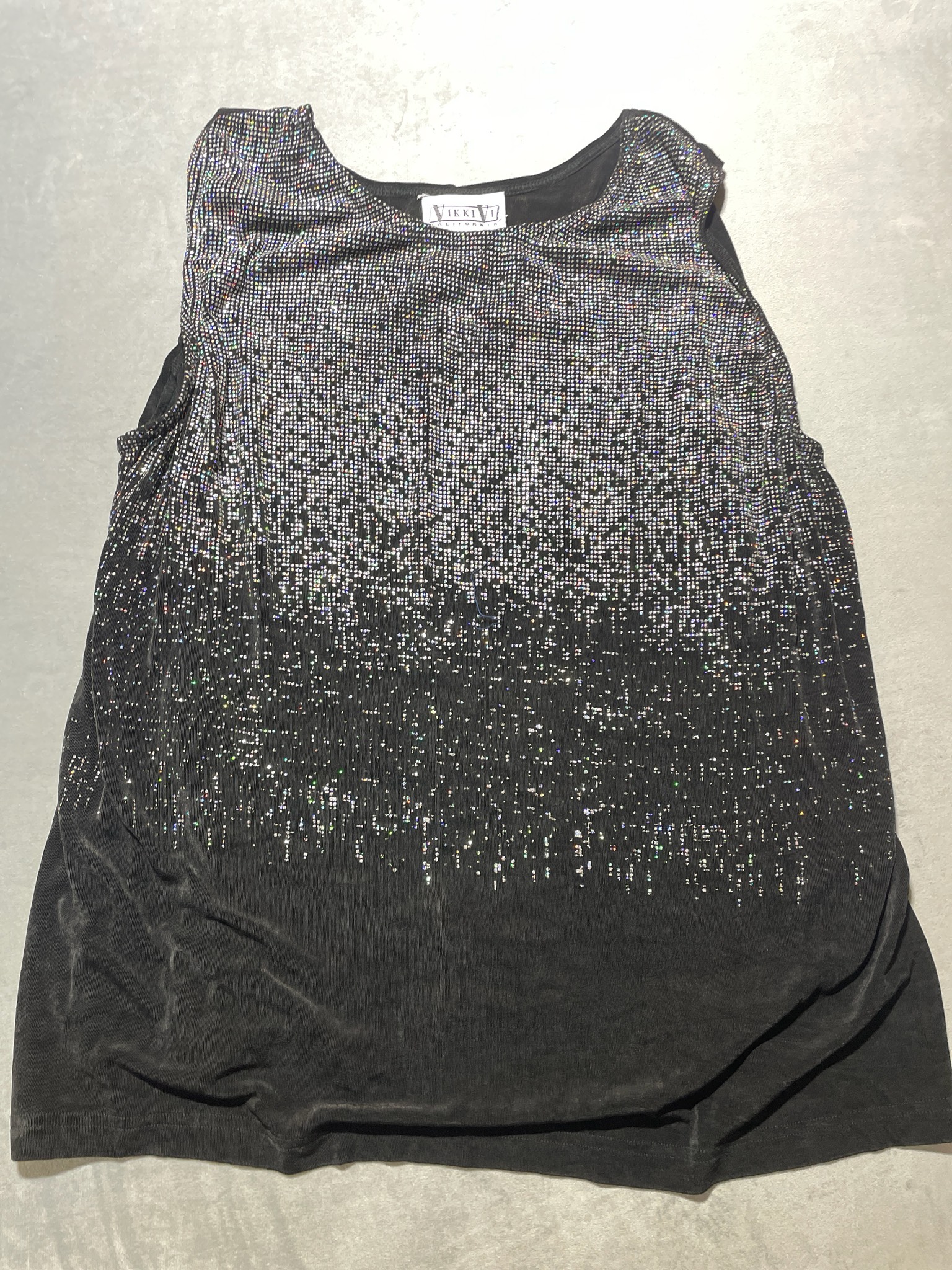 Vikki Vi Black Mesh Velvet Tank