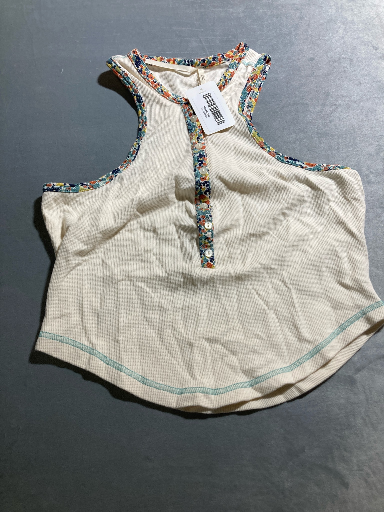 Anthropologie Cream Waffle Knit Racerback Tank Size Small