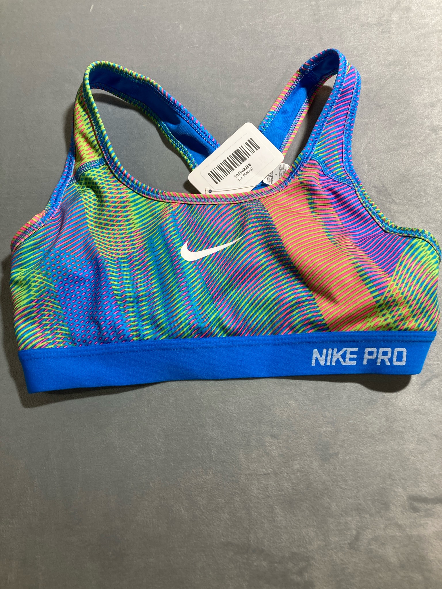 Nike Multicolor Neon Stripe Polyester Sports Bra Size S