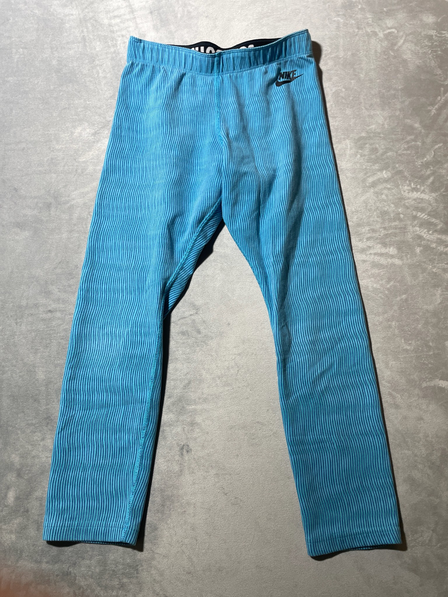 Nike Turquoise Ribbed Cotton Blend Leggings Size Small