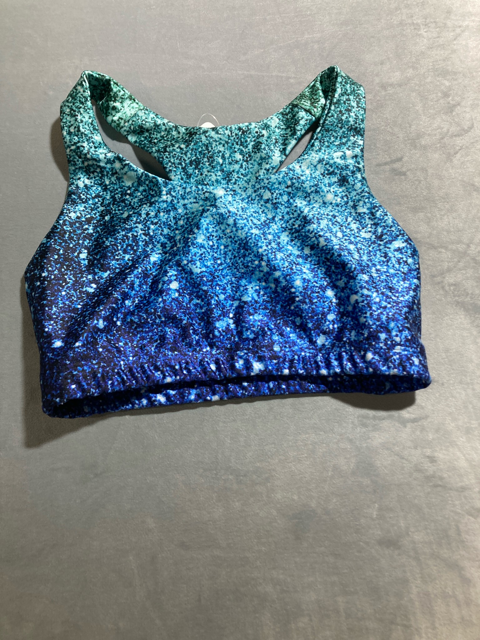 Pineapple Clothing Blue Teal Speckled Polyester-Spandex Sports Bra Size S