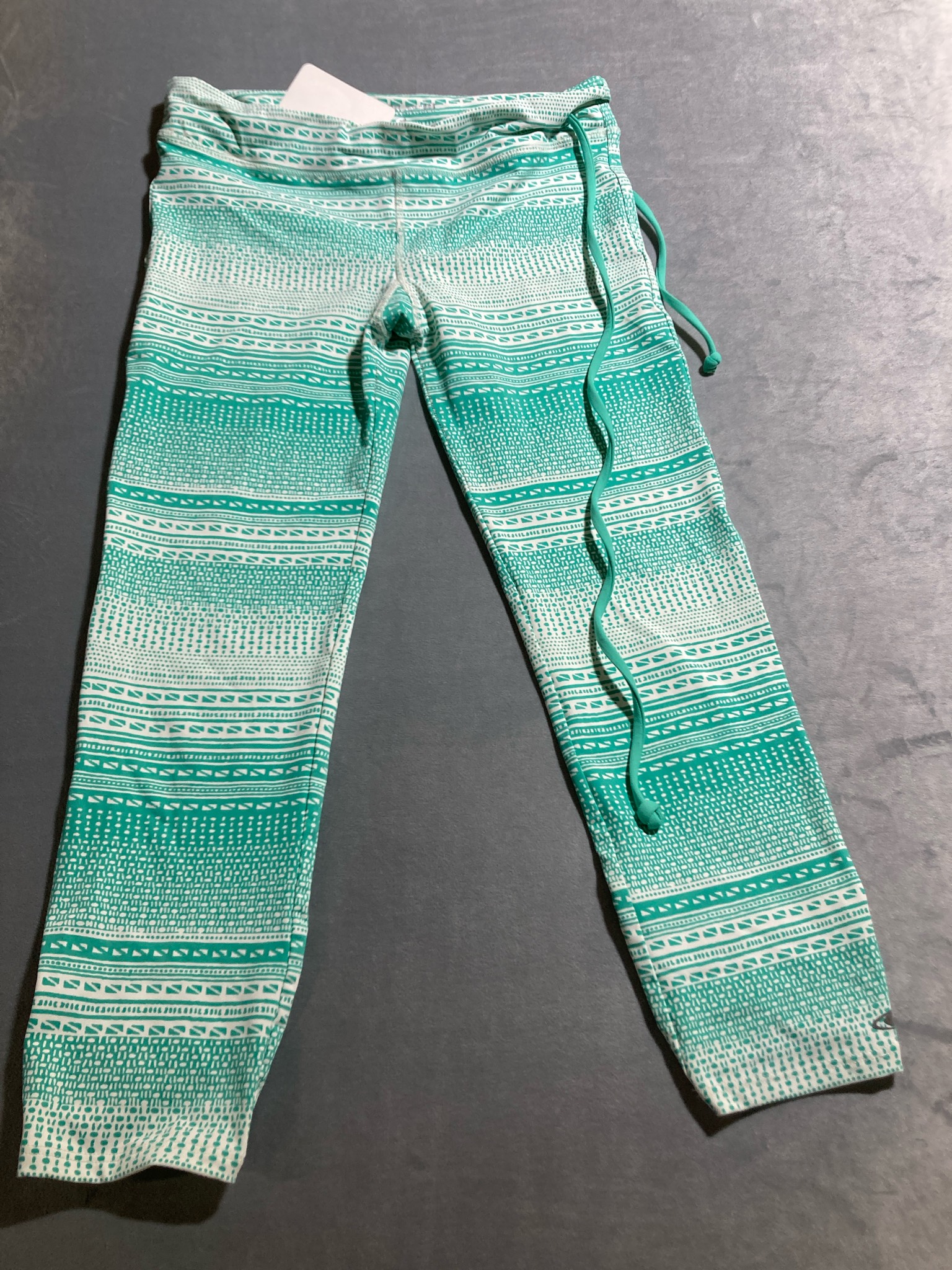 O'Neill Teal and White Geometric Stretch Knit Leggings Size Small