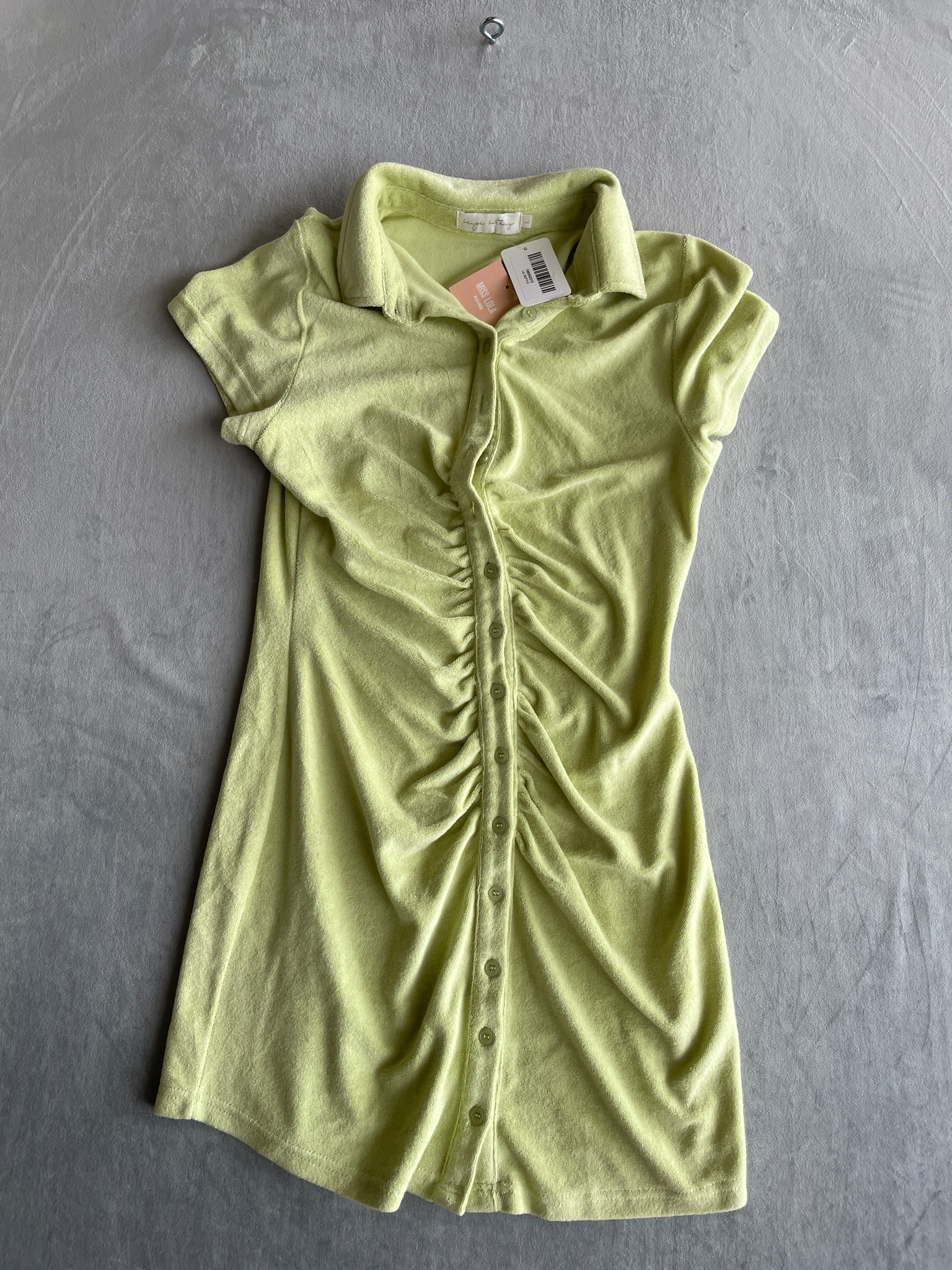 Miss Lola Light Green Terry Cloth Dress Size L
