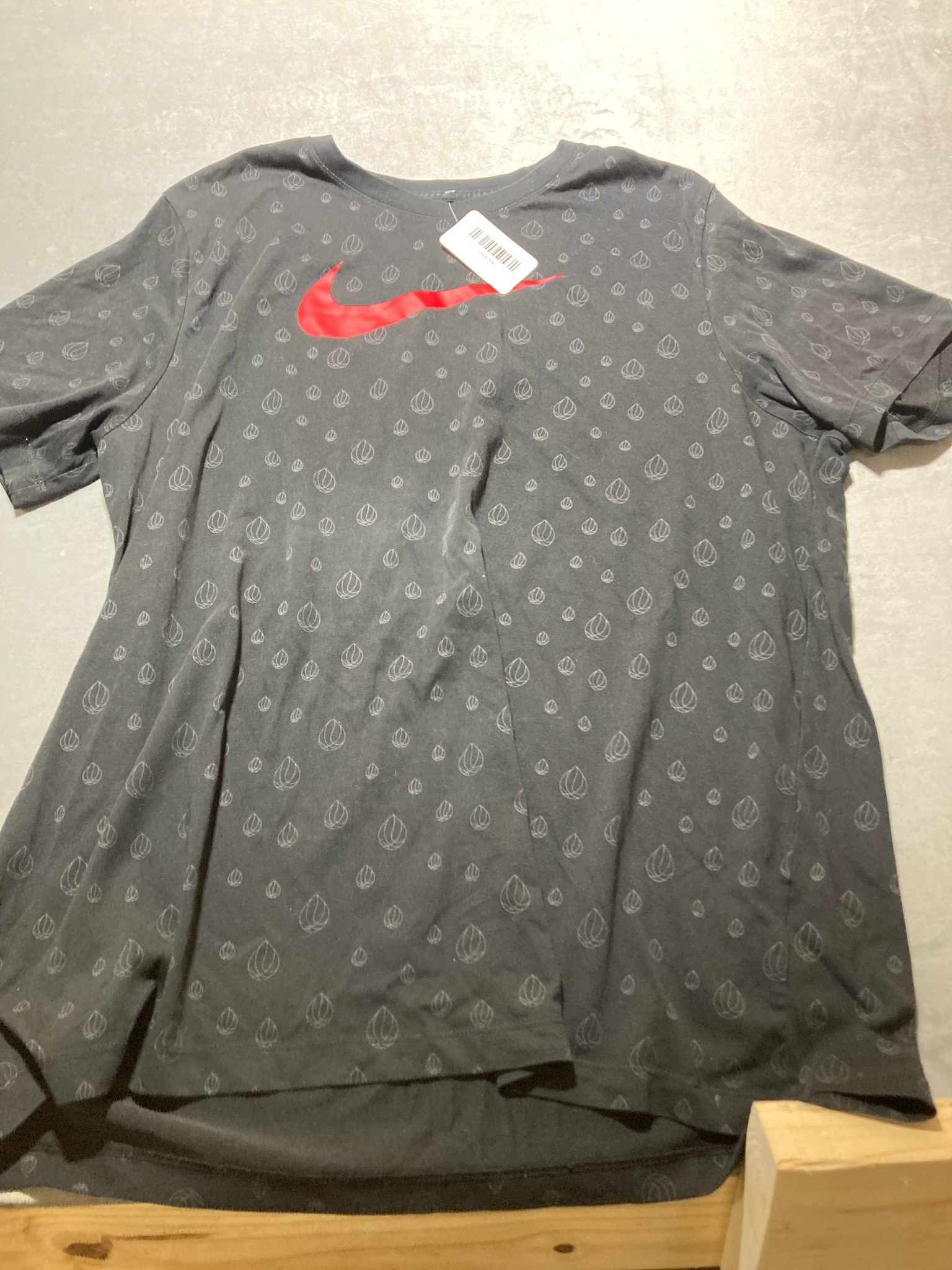 Nike Black All-Over Leaf Print cotton blend t shirt size XXL