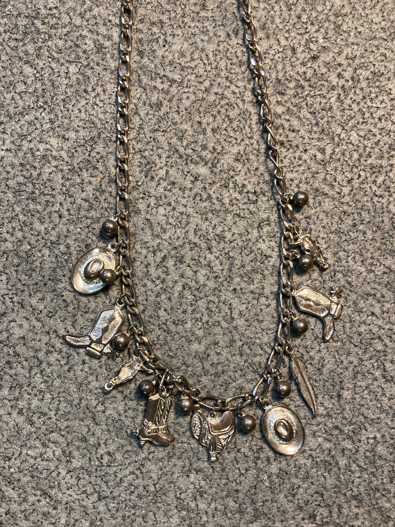 Silver Tone Charm Necklace