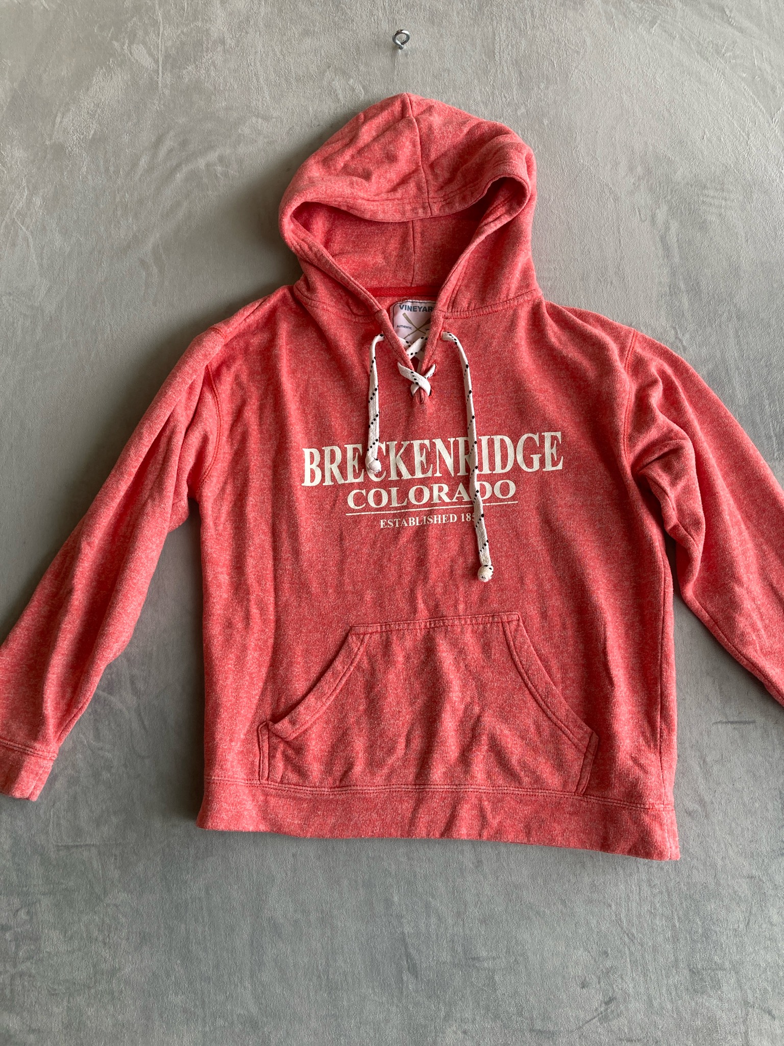 Vineyard Coral Heathered Knit Hoodie Size M