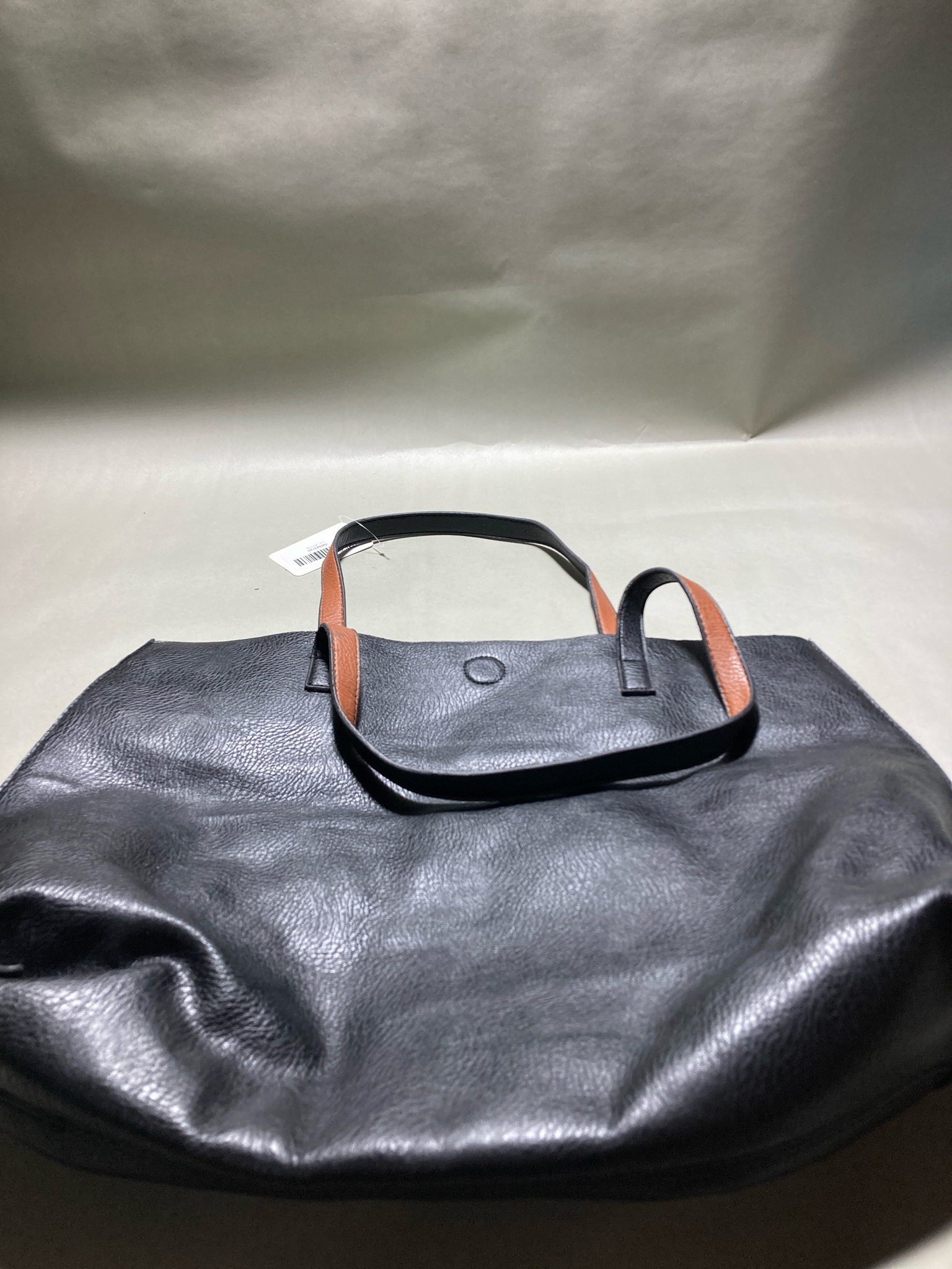 Black Synthetic Leather Tote Bag