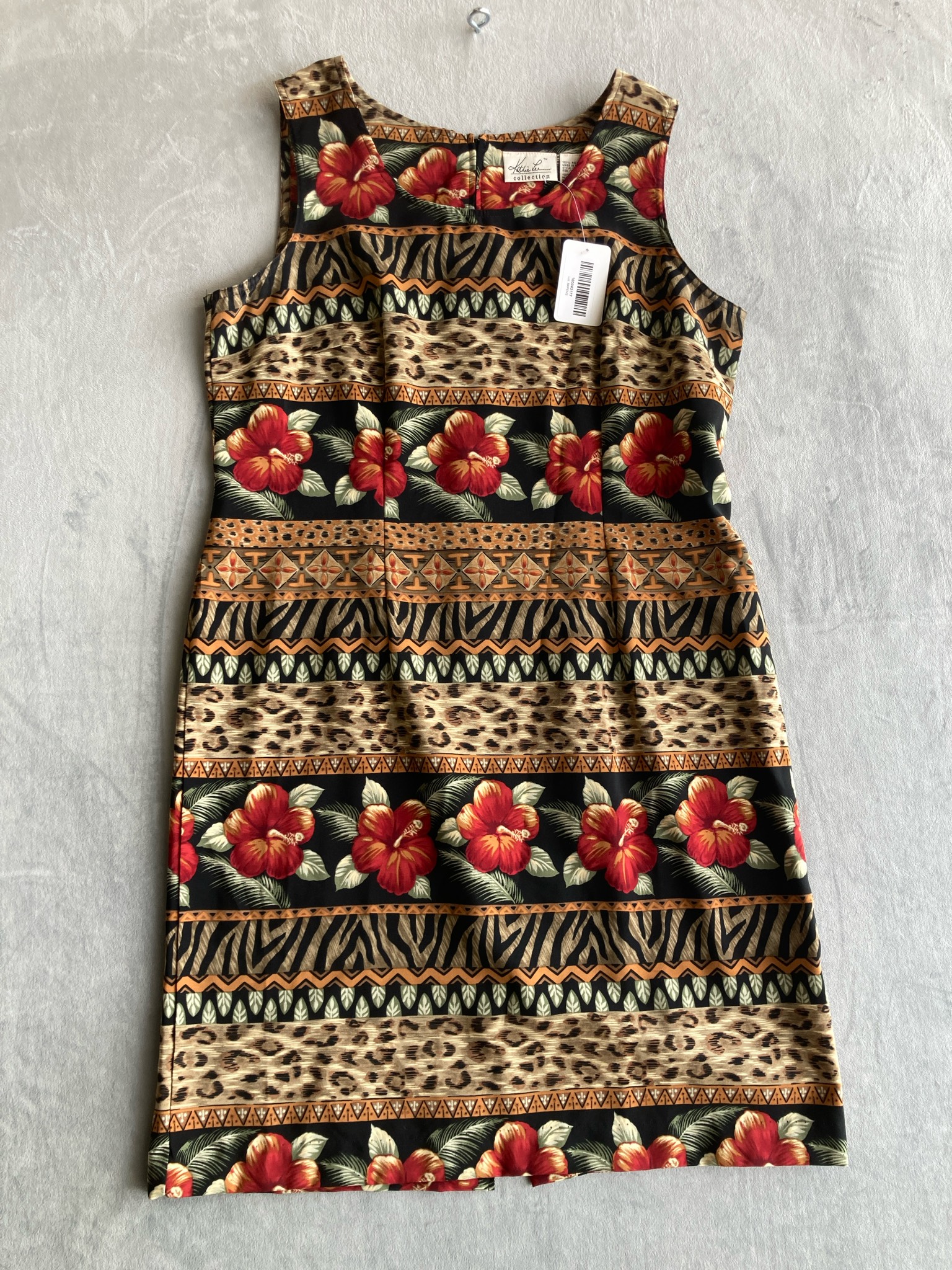 Black Red Polyester Printed Sheath Dress Size Size 14